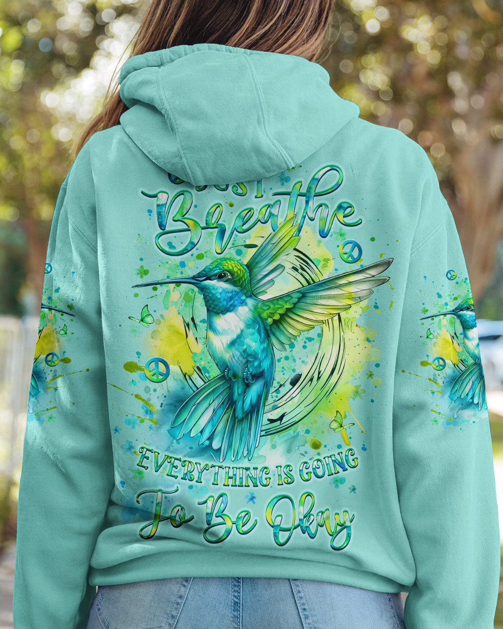 JUST BREATHE HUMMINGBIRD ALL OVER PRINT - YHLT2208244