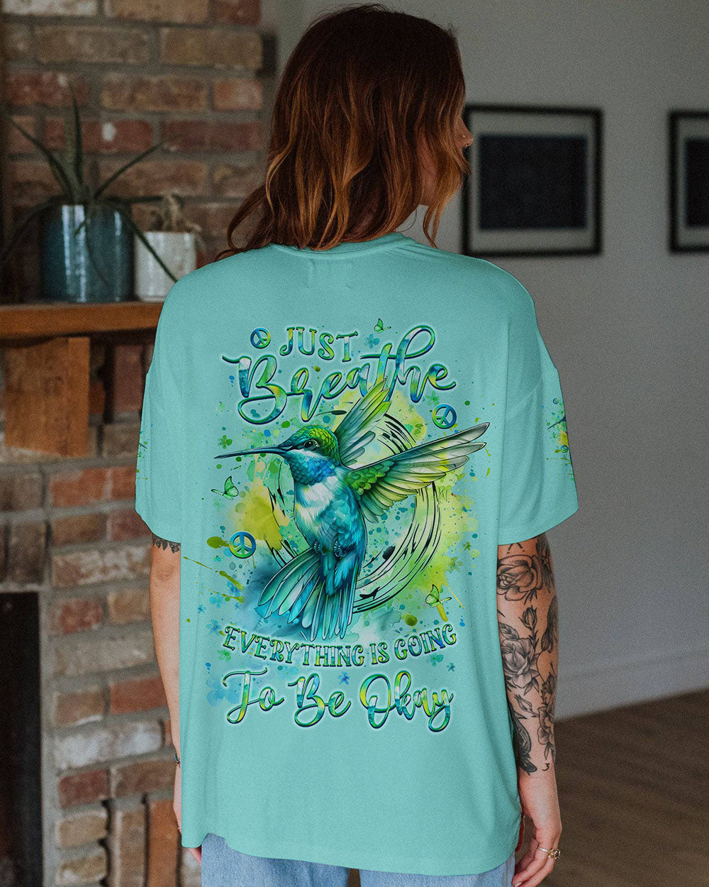 JUST BREATHE HUMMINGBIRD ALL OVER PRINT - YHLT2208244