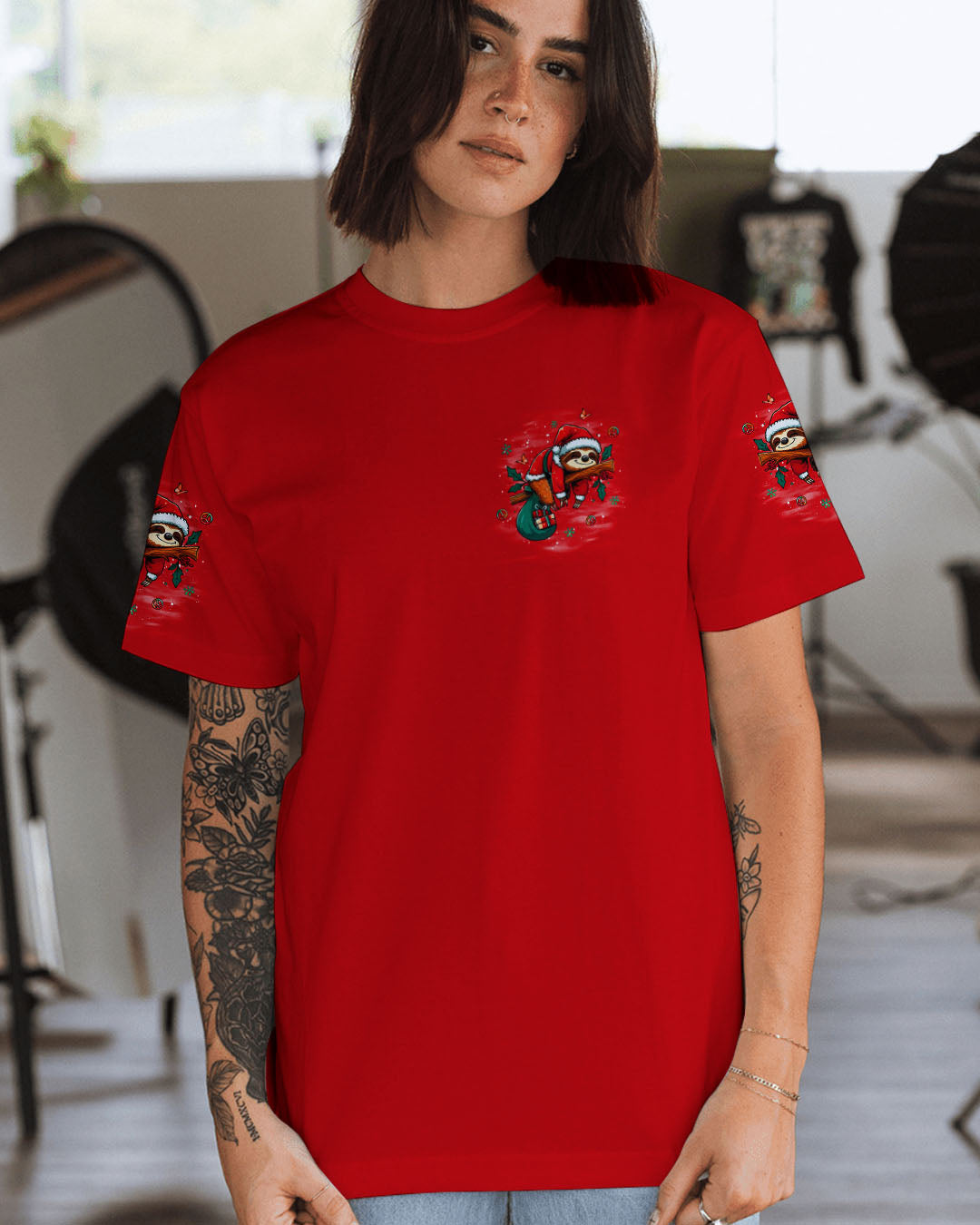 JUST BREATHE SLOTH CHRISTMAS ALL OVER PRINT - YHLT2310252