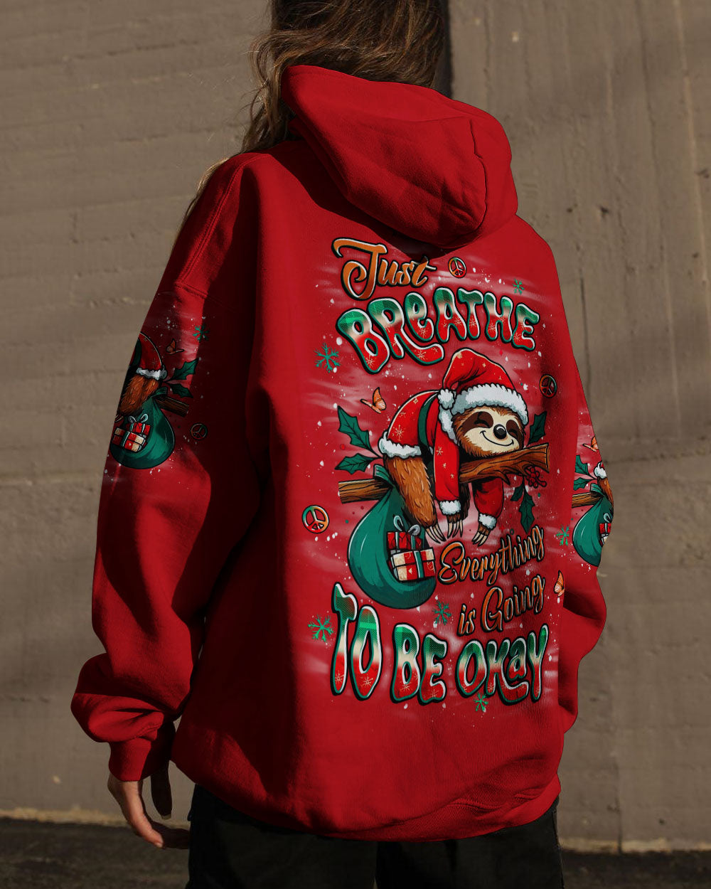 JUST BREATHE SLOTH CHRISTMAS ALL OVER PRINT - YHLT2310252