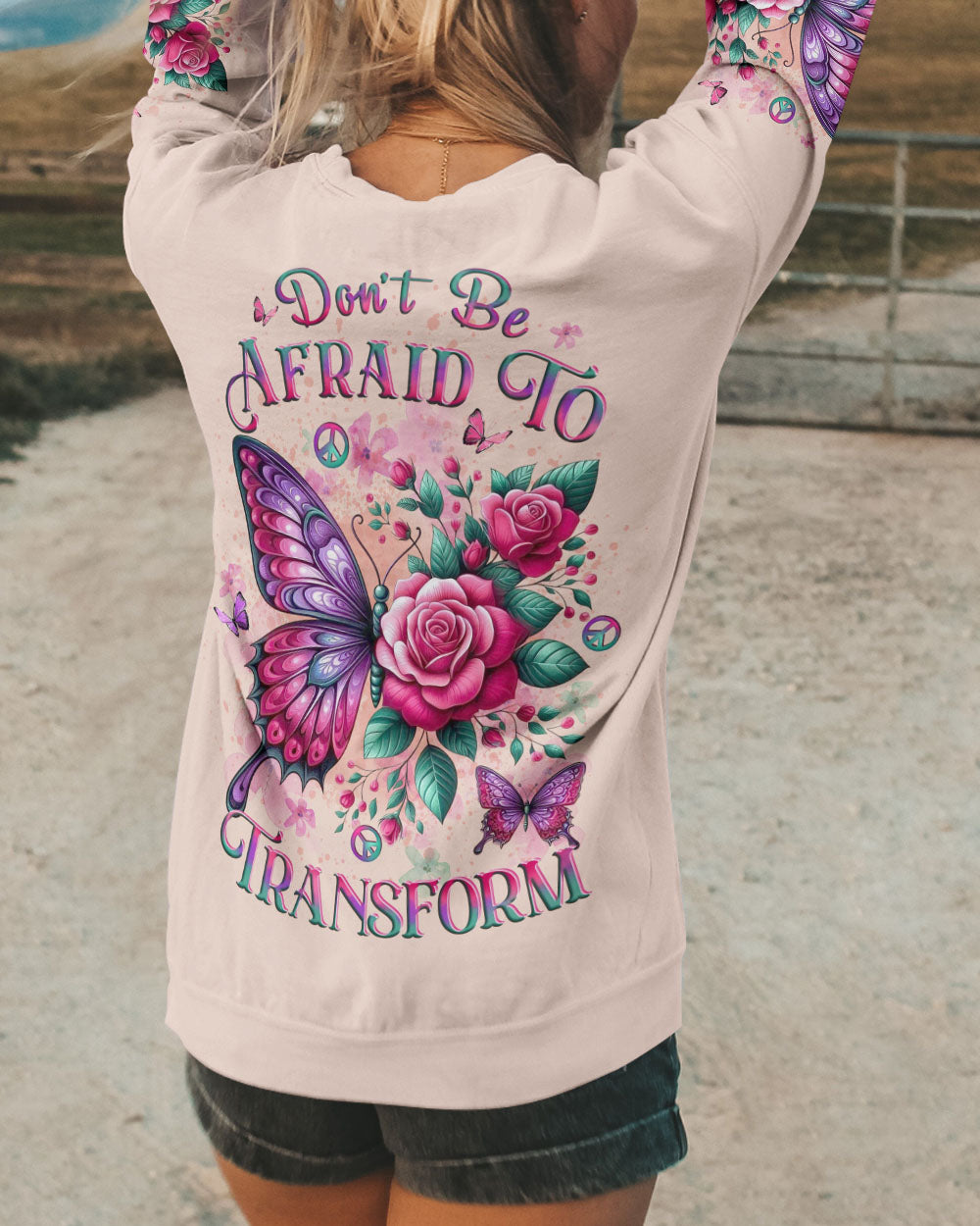 DON'T BE AFRAID TO TRANSFORM BUTTERFLY ALL OVER PRINT - YHLT2401251