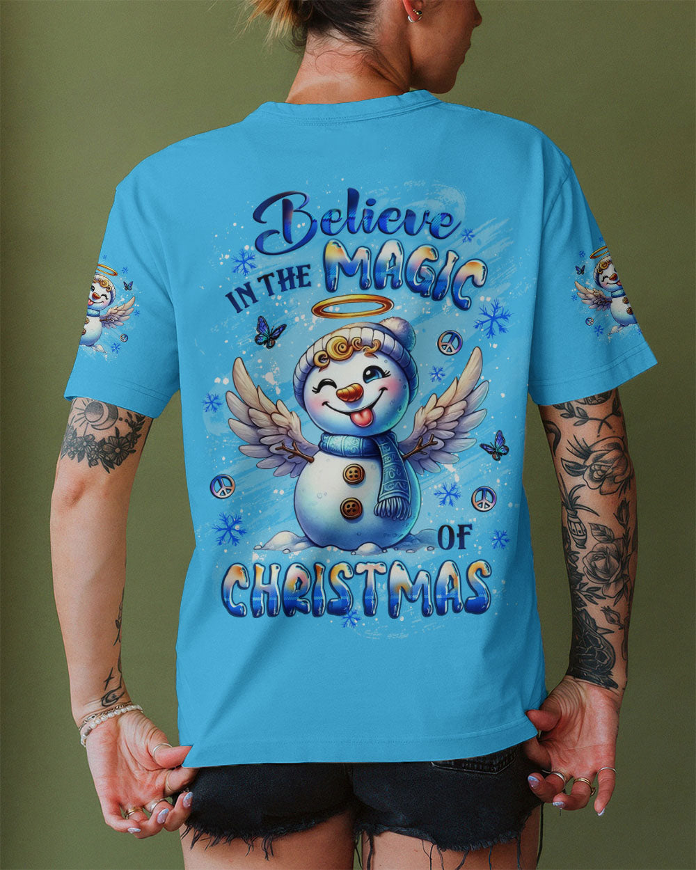 BELIEVE IN THE MAGIC OF CHRISTMAS SNOWMAN ALL OVER PRINT - YHLT2410253