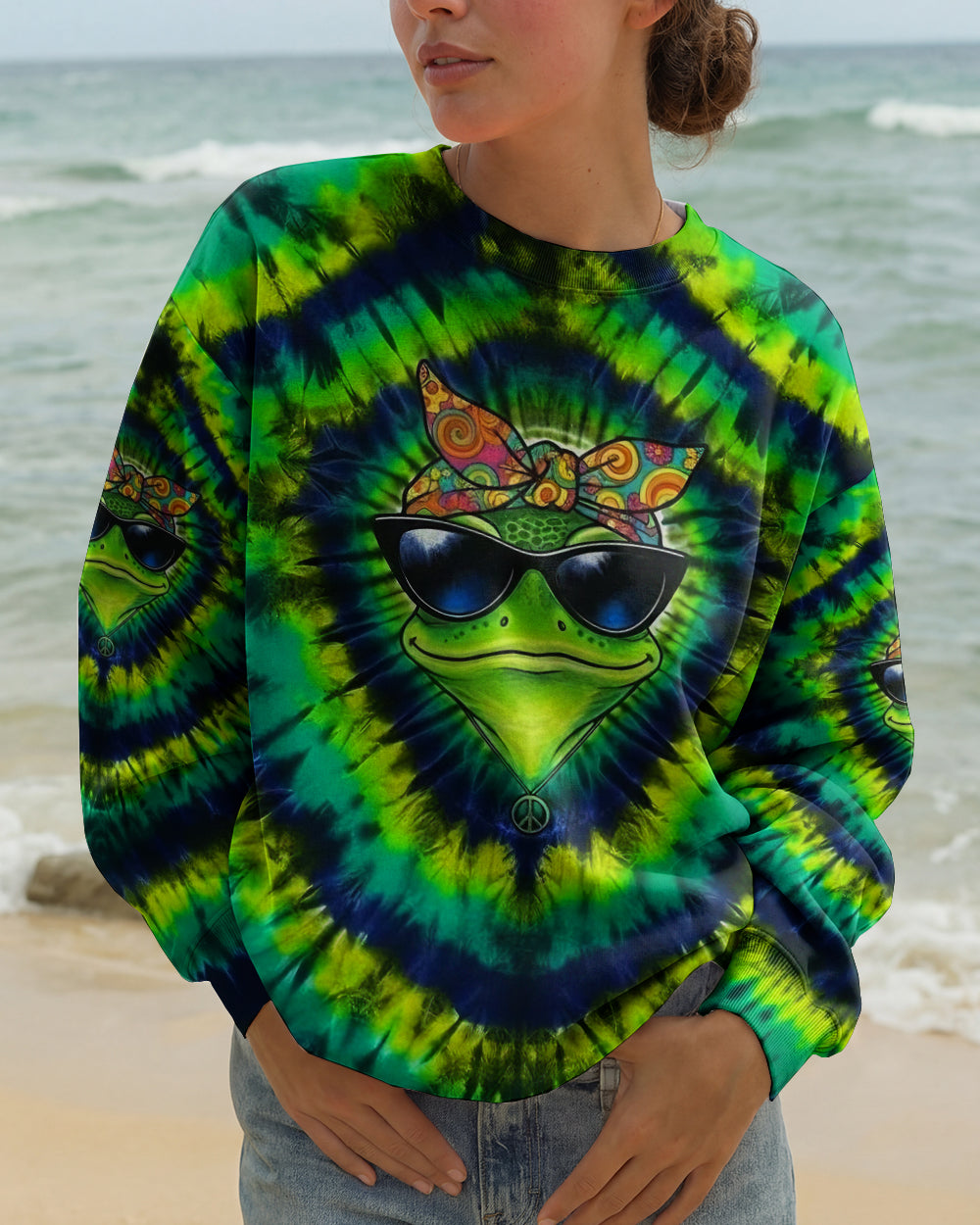 GROOVY GREEN SWIRL FROG ALL OVER PRINT - YHLT2701262