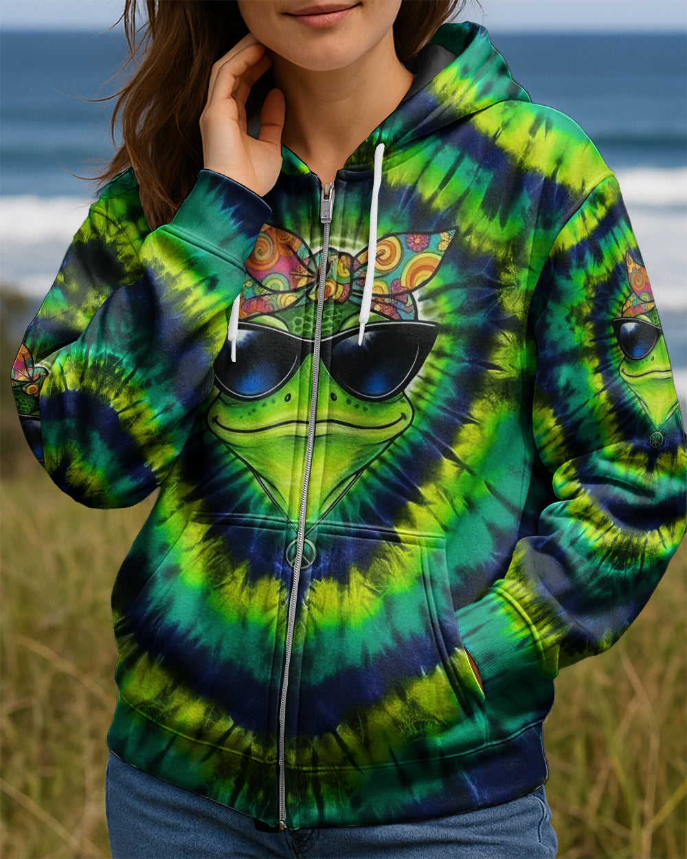 GROOVY GREEN SWIRL FROG ALL OVER PRINT - YHLT2701262