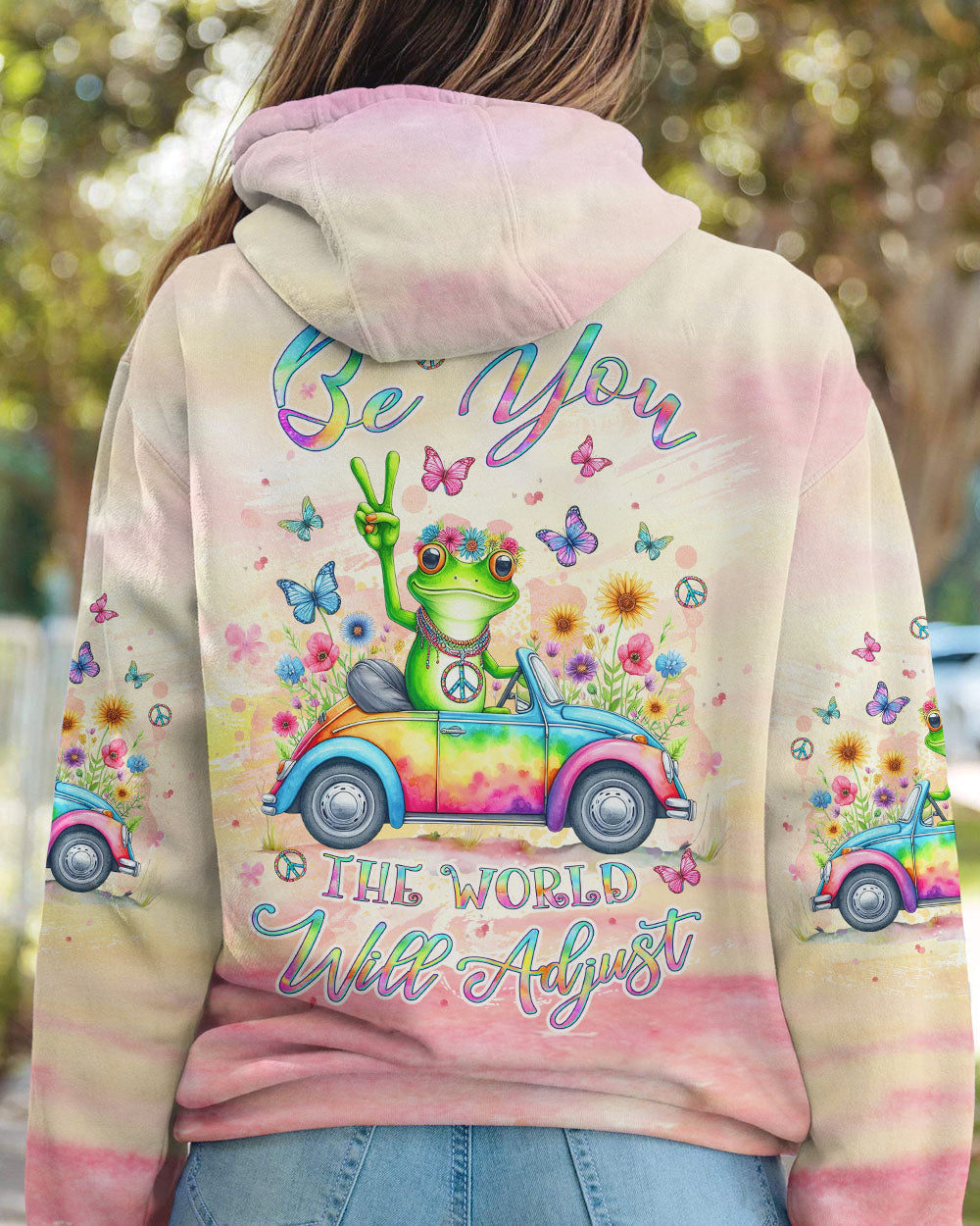 BE YOU THE WORLD WILL ADJUST FROG ALL OVER PRINT - YHLT2702242