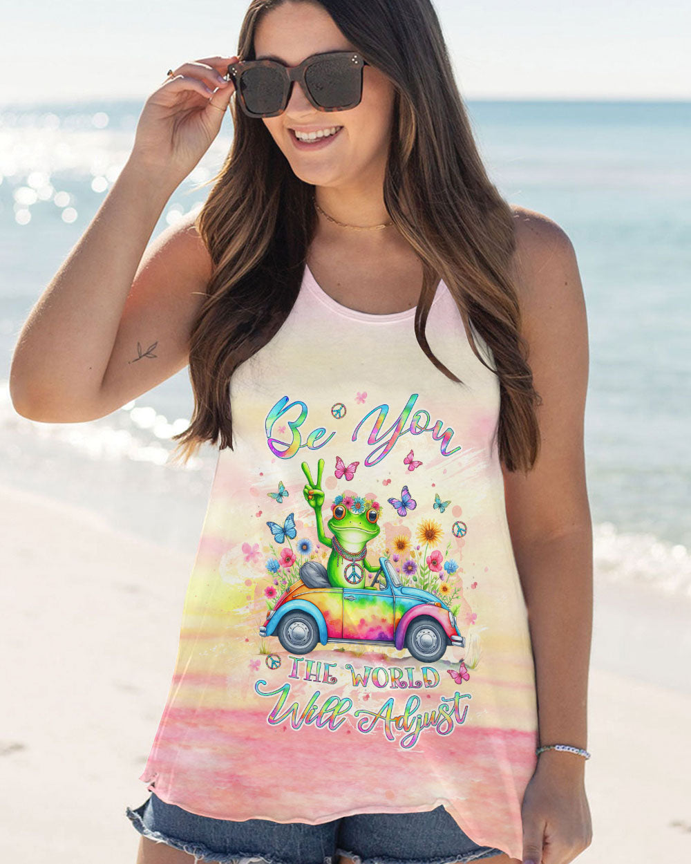 BE YOU THE WORLD WILL ADJUST FROG ALL OVER PRINT - YHLT2702242