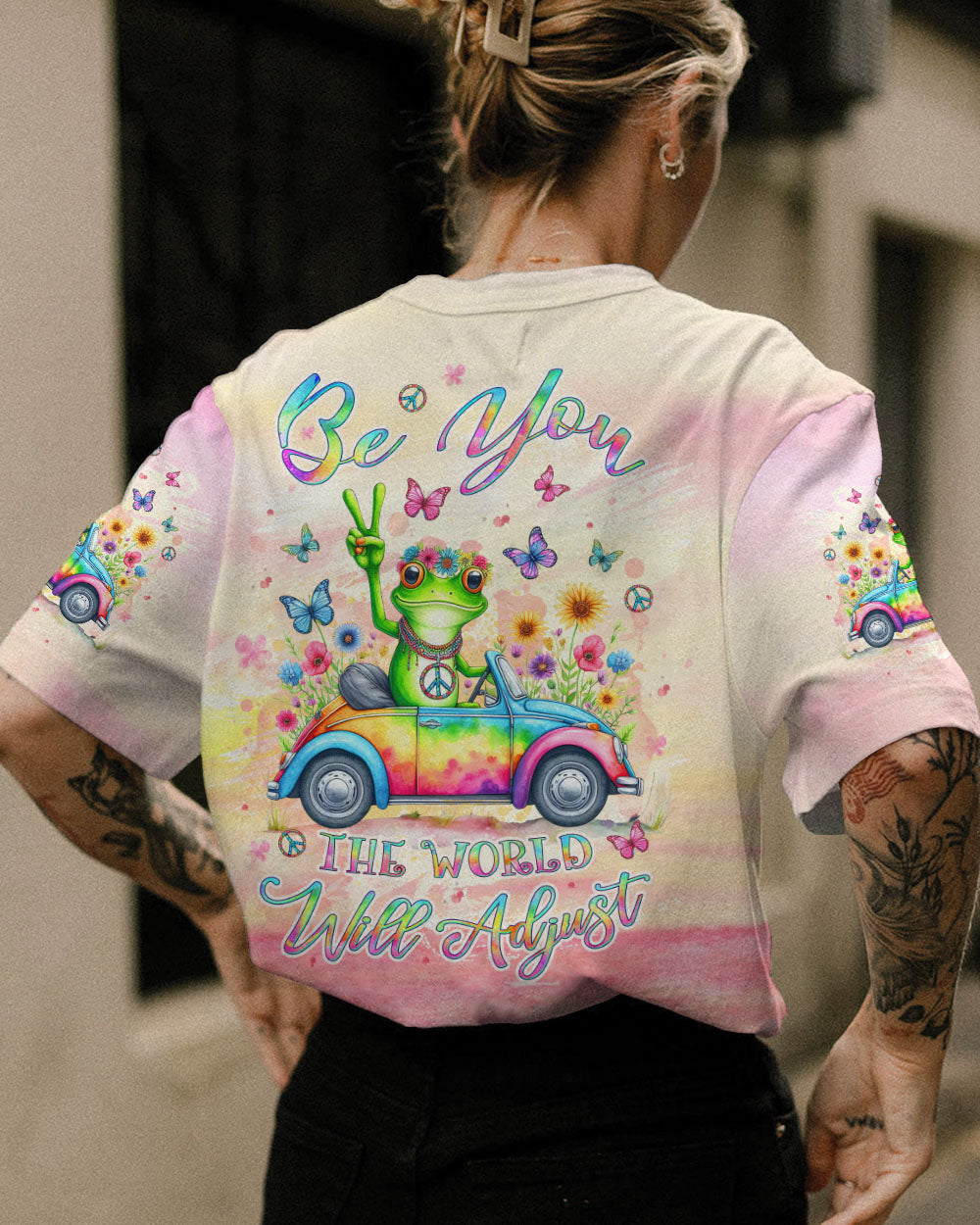 BE YOU THE WORLD WILL ADJUST FROG ALL OVER PRINT - YHLT2702242