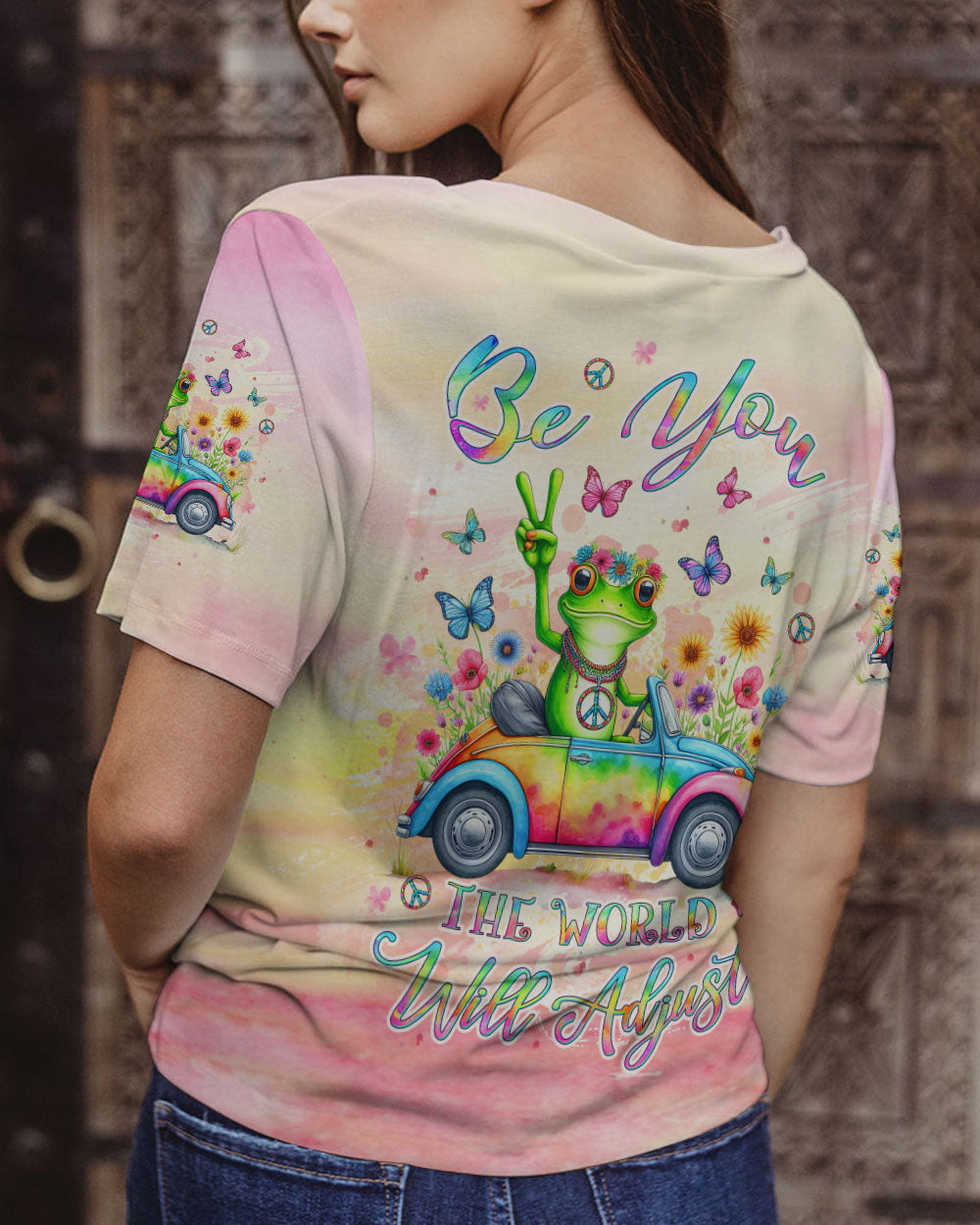 BE YOU THE WORLD WILL ADJUST FROG ALL OVER PRINT - YHLT2702242