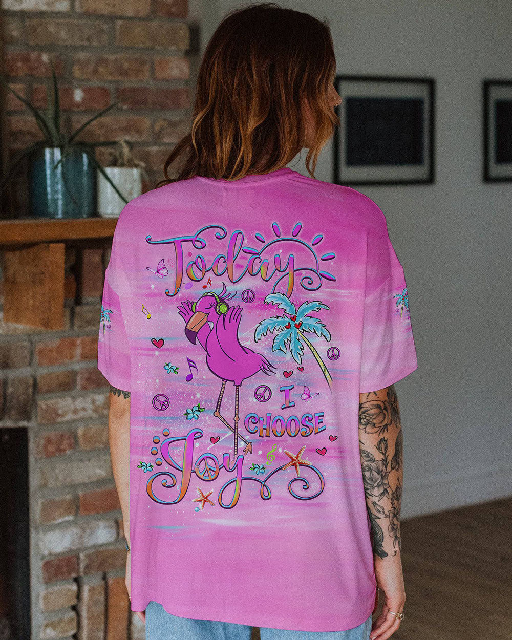 TODAY I CHOOSE JOY FLAMINGO ALL OVER PRINT - YHLT2709241