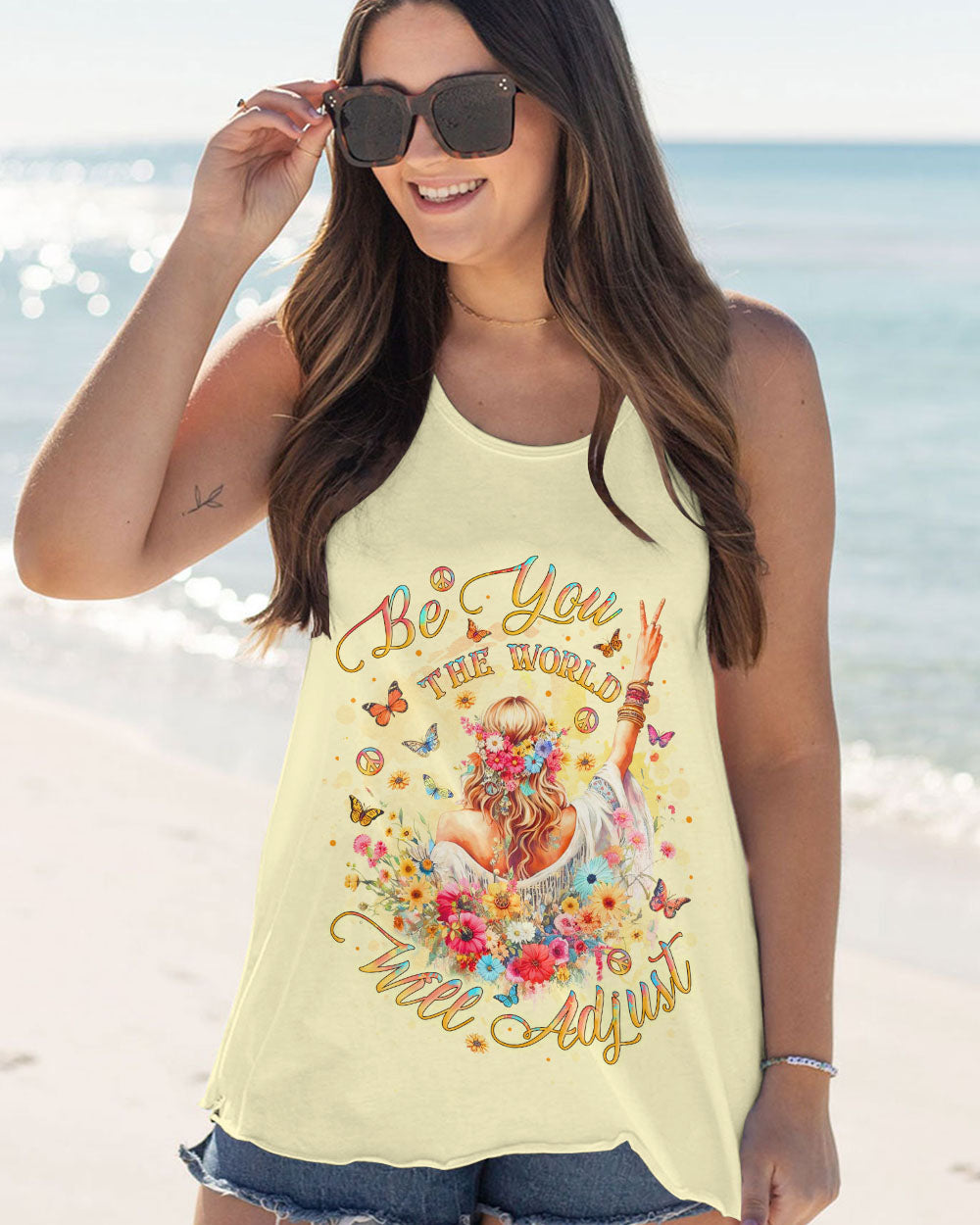 BE YOU THE WORLD WILL ADJUST HIPPIE GIRL ALL OVER PRINT - YHLT2711232