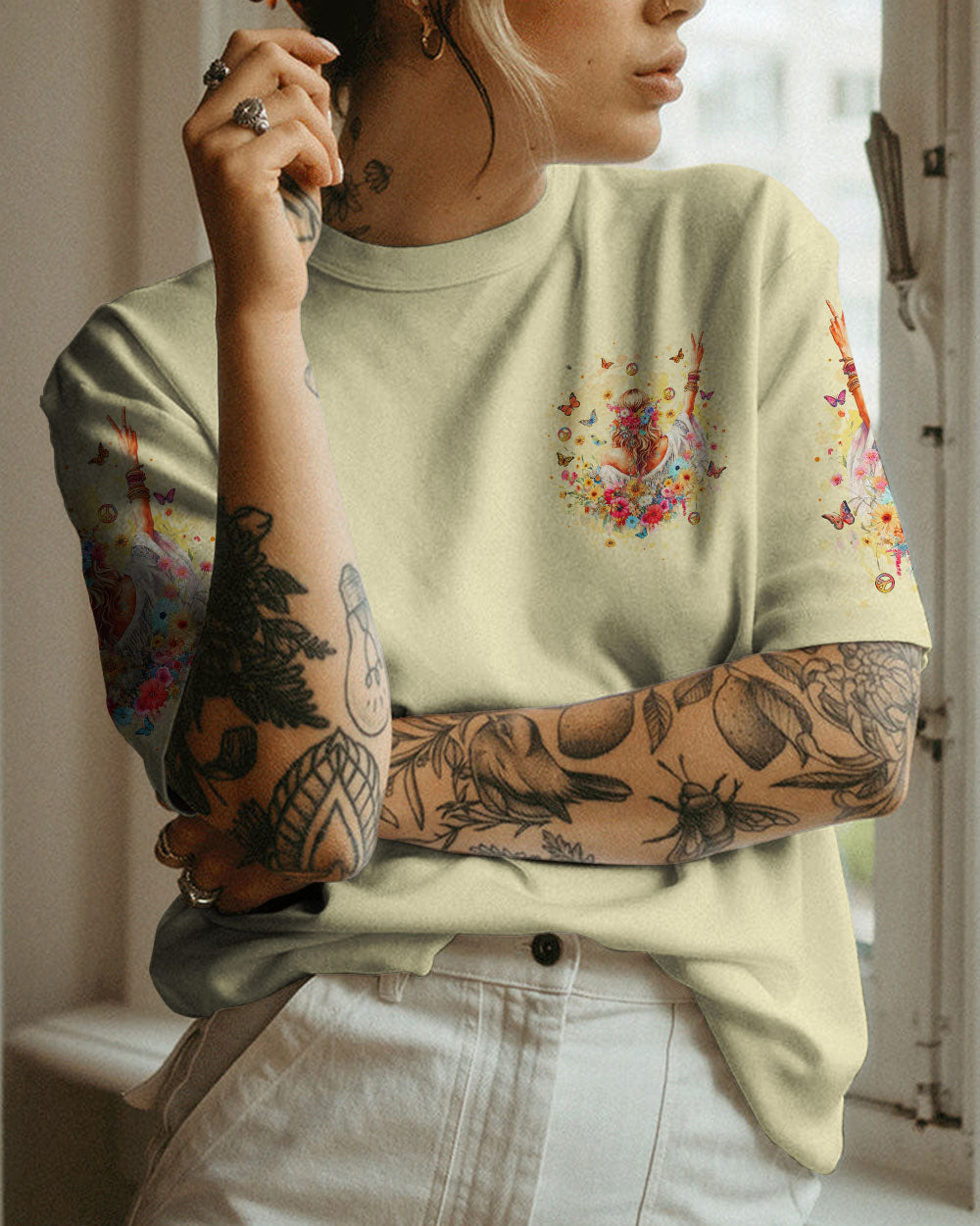 BE YOU THE WORLD WILL ADJUST HIPPIE GIRL ALL OVER PRINT - YHLT2711232