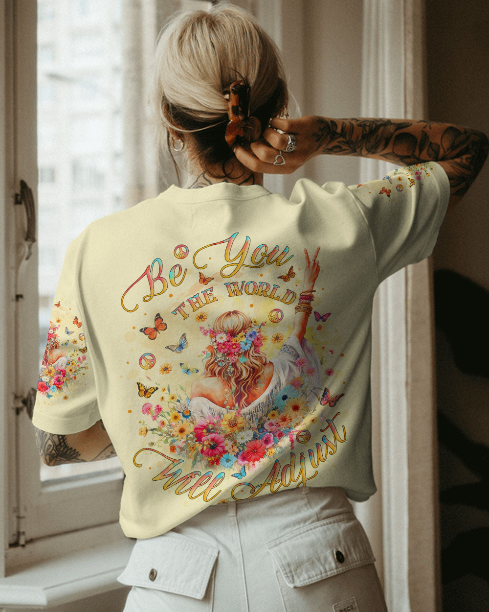 BE YOU THE WORLD WILL ADJUST HIPPIE GIRL ALL OVER PRINT - YHLT2711232
