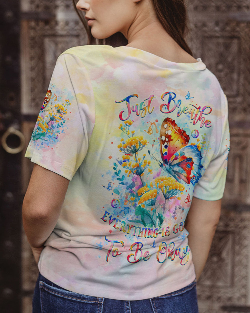 JUST BREATHE BUTTERFLY ALL OVER PRINT - YHLT2907241