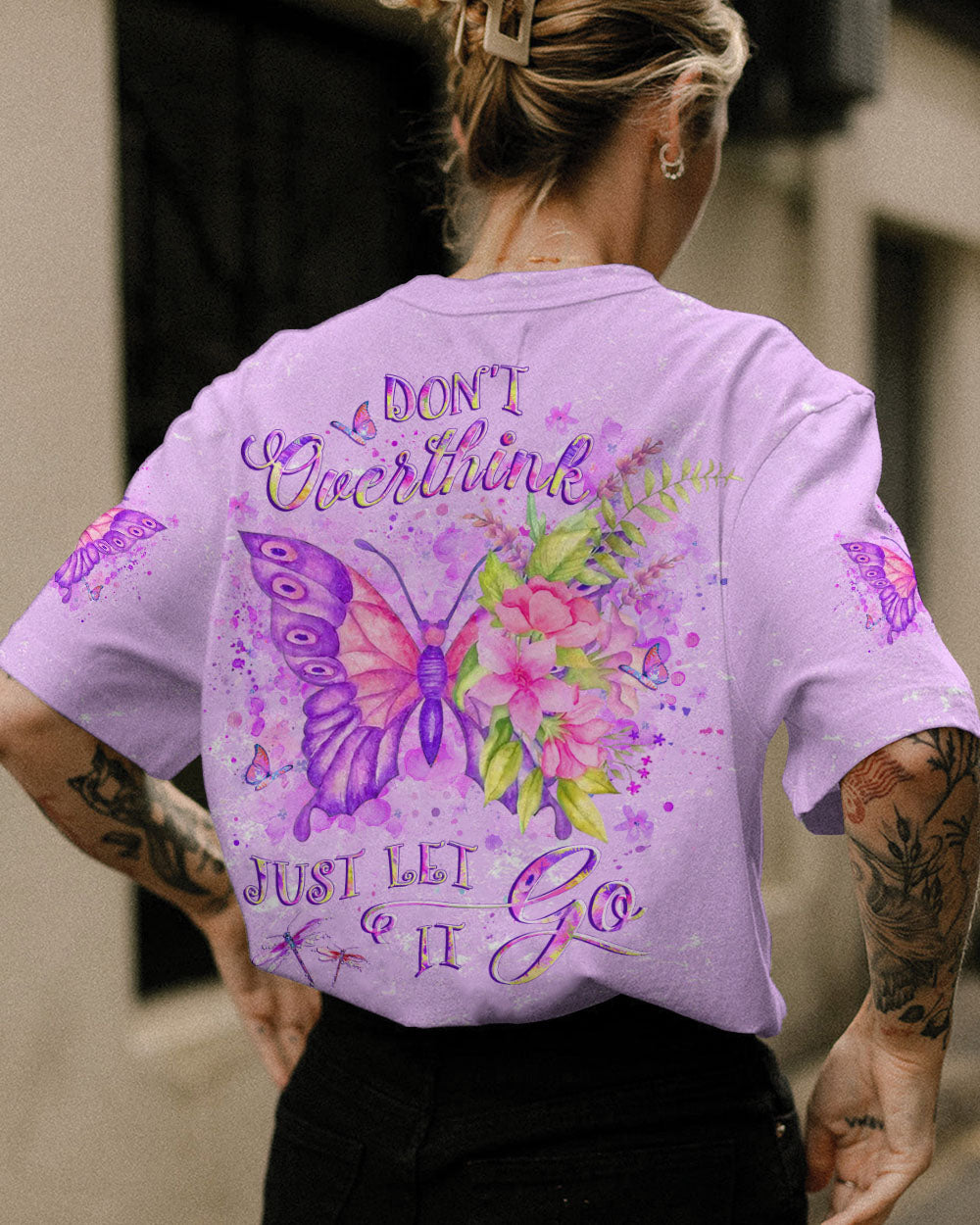 DON'T OVERTHINK JUST LET IT GO BUTTERFLY ALL OVER PRINT - YHLT3001242