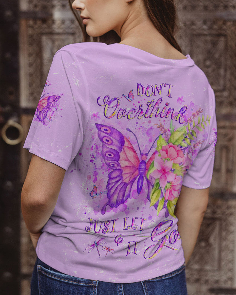 DON'T OVERTHINK JUST LET IT GO BUTTERFLY ALL OVER PRINT - YHLT3001242