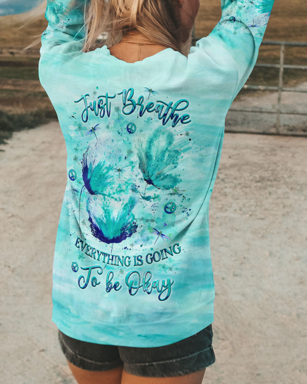JUST BREATHE BUTTERFLY ALL OVER PRINT - YHLT3009242