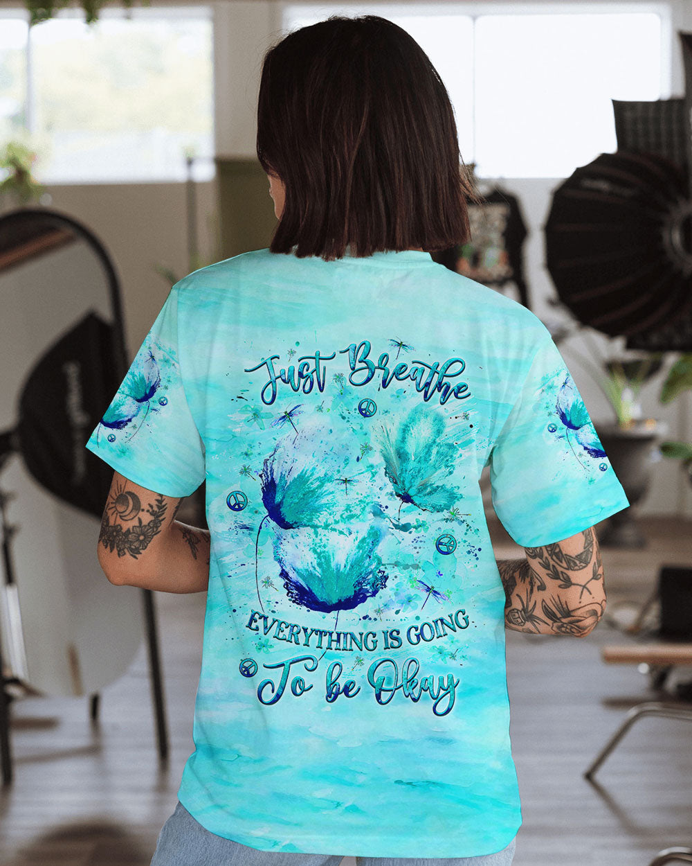 JUST BREATHE BUTTERFLY ALL OVER PRINT - YHLT3009242