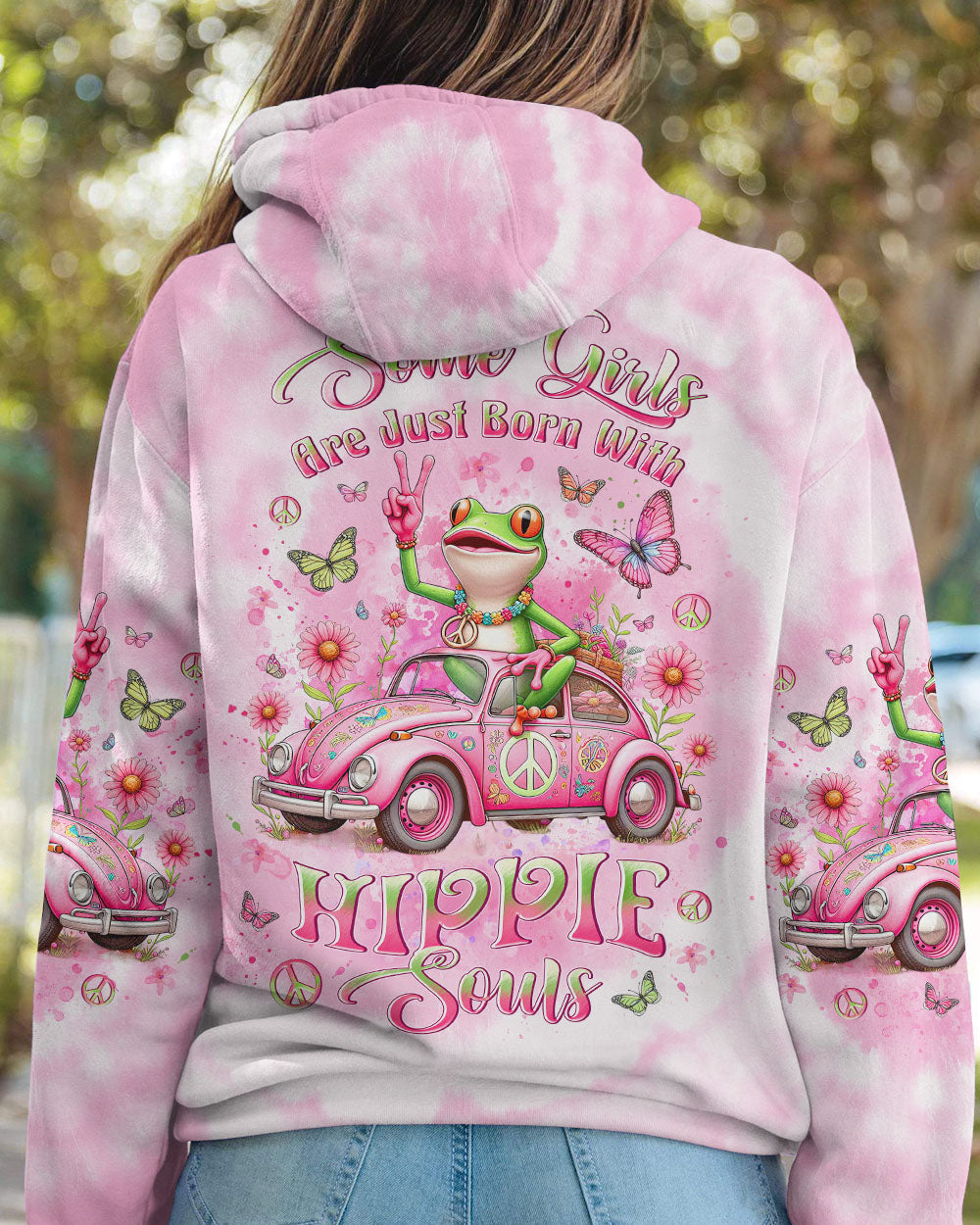 SOME GIRLS ARE JUST BORN WITH HIPPIE SOULS FROG ALL OVER PRINT - YHLT2601243