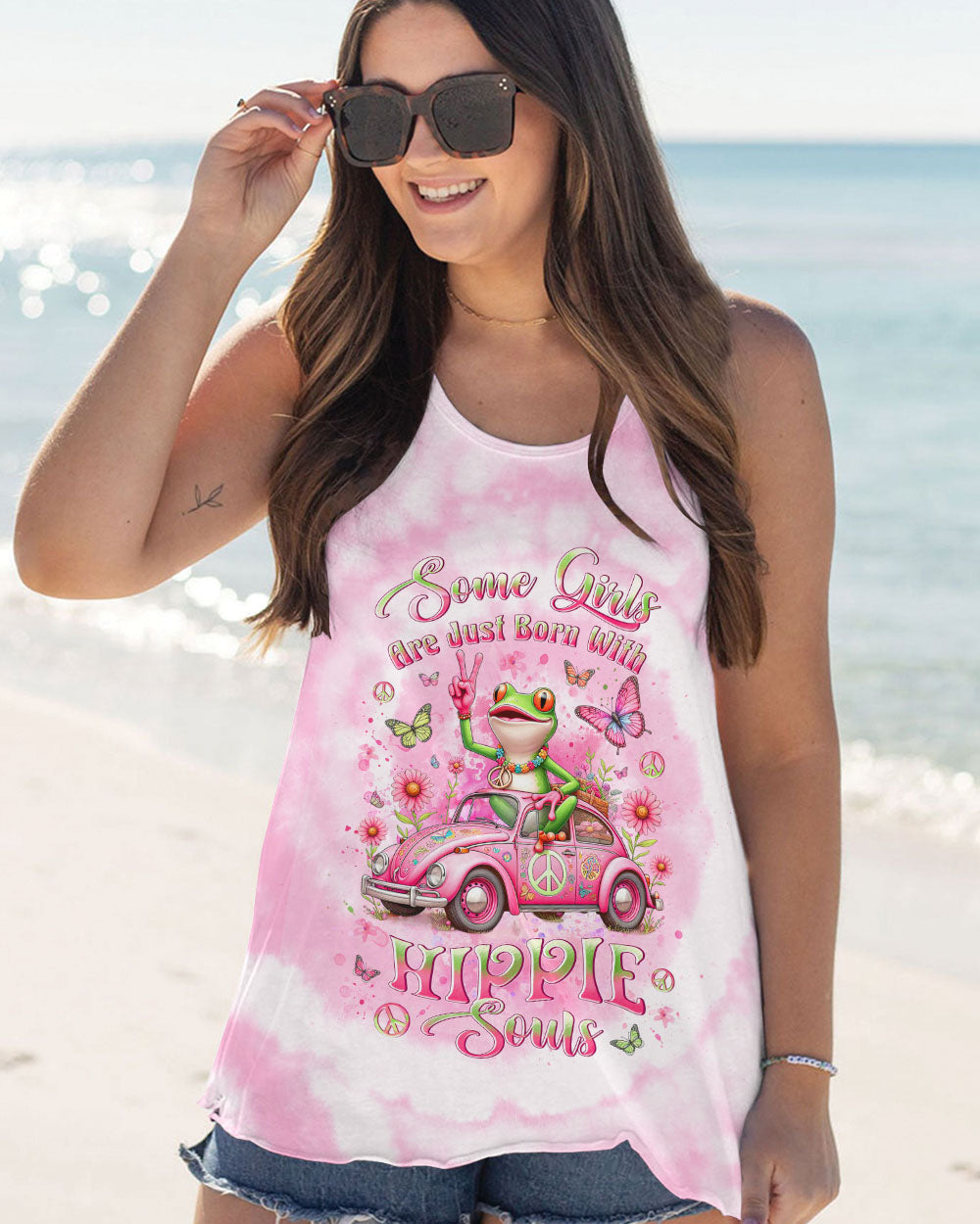 SOME GIRLS ARE JUST BORN WITH HIPPIE SOULS FROG ALL OVER PRINT - YHLT2601243