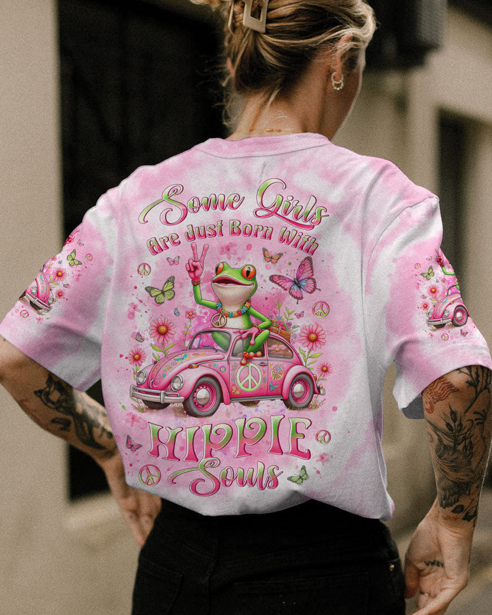 SOME GIRLS ARE JUST BORN WITH HIPPIE SOULS FROG ALL OVER PRINT - YHLT2601243