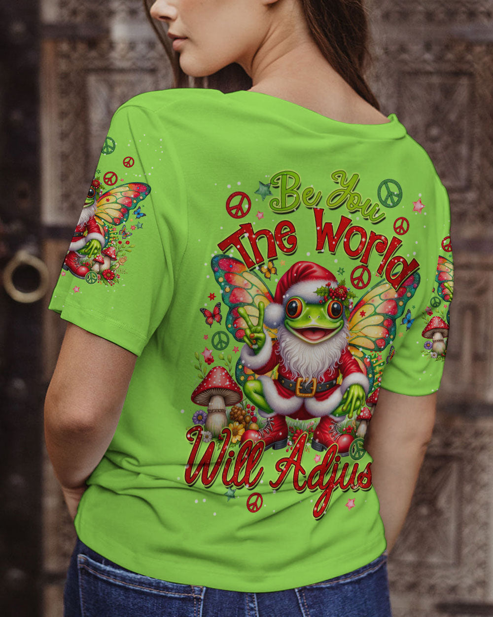 BE YOU THE WORLD WILL ADJUST FROG CHRISTMAS ALL OVER PRINT - TYQY1610231