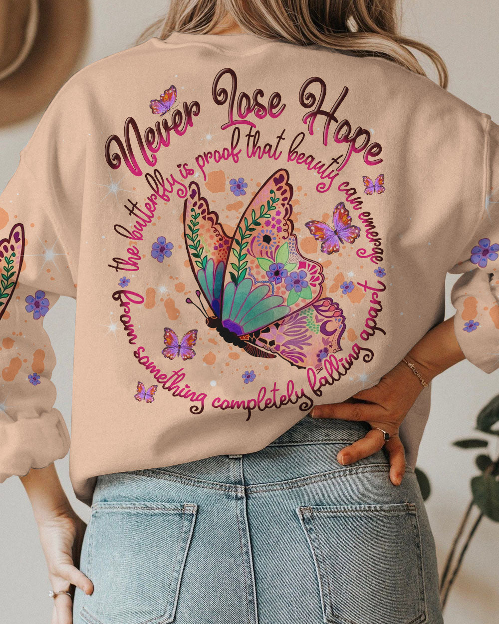 NEVER LOSE HOPE BUTTERFLY ALL OVER PRINT - TLNT1307233