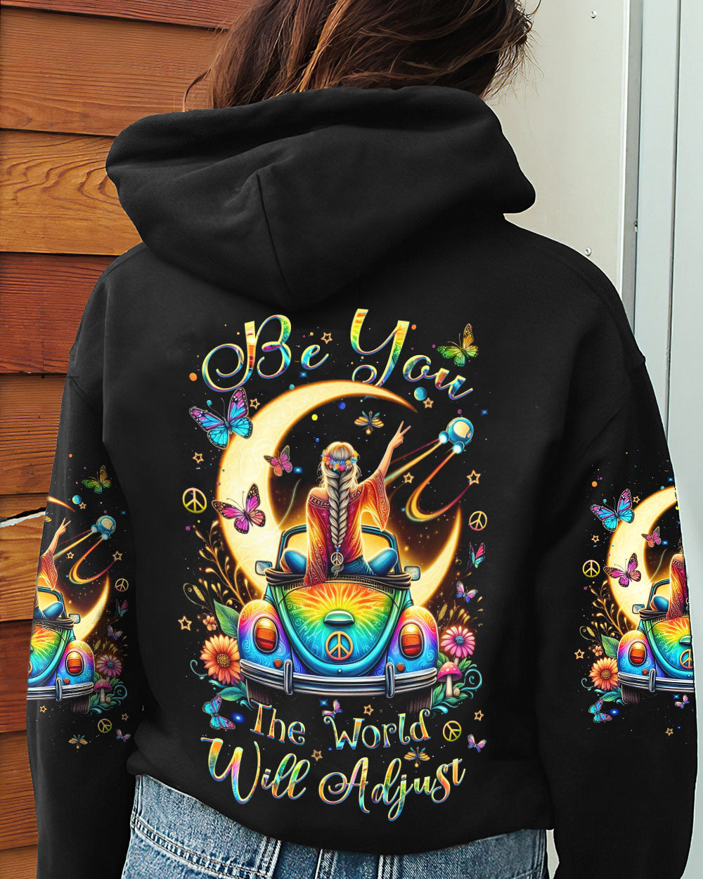 BE YOU THE WORLD WILL ADJUST HIPPIE GIRL ALL OVER PRINT - YHHN0904241