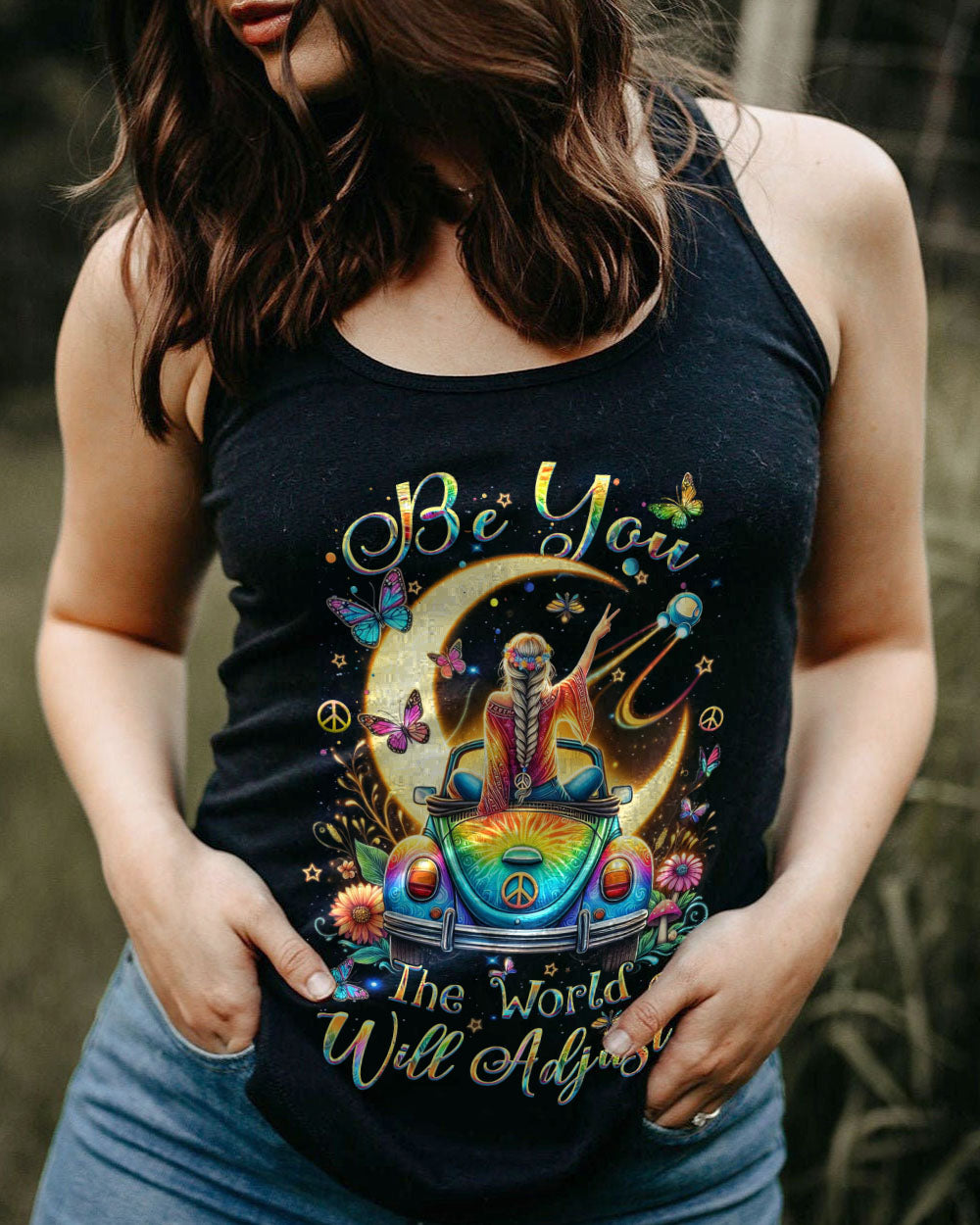 BE YOU THE WORLD WILL ADJUST HIPPIE GIRL ALL OVER PRINT - YHHN0904241