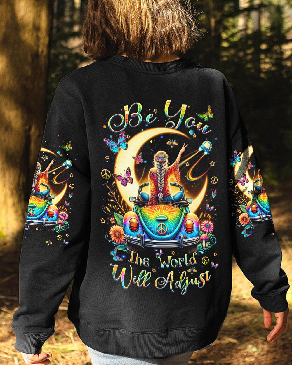 BE YOU THE WORLD WILL ADJUST HIPPIE GIRL ALL OVER PRINT - YHHN0904241