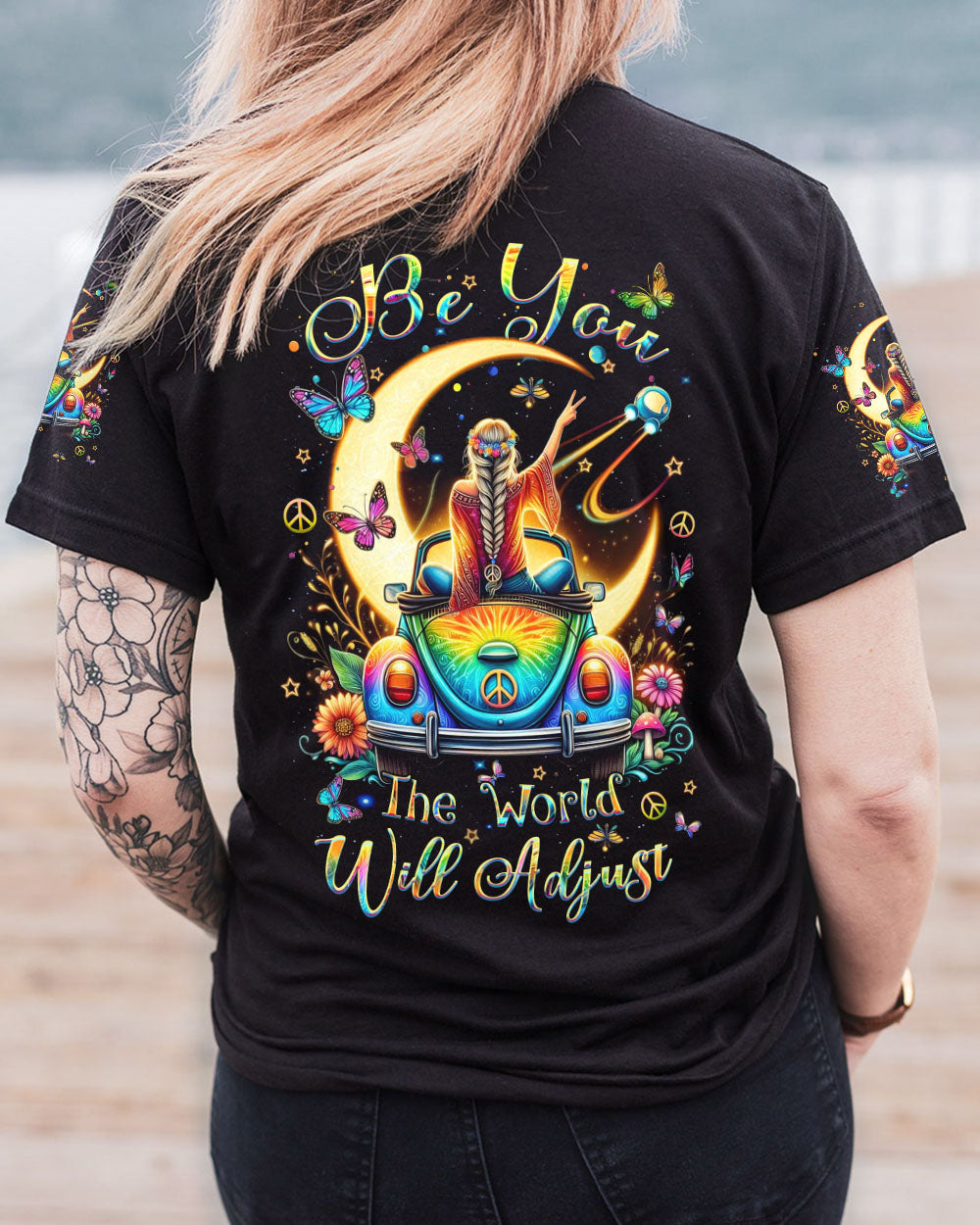 BE YOU THE WORLD WILL ADJUST HIPPIE GIRL ALL OVER PRINT - YHHN0904241