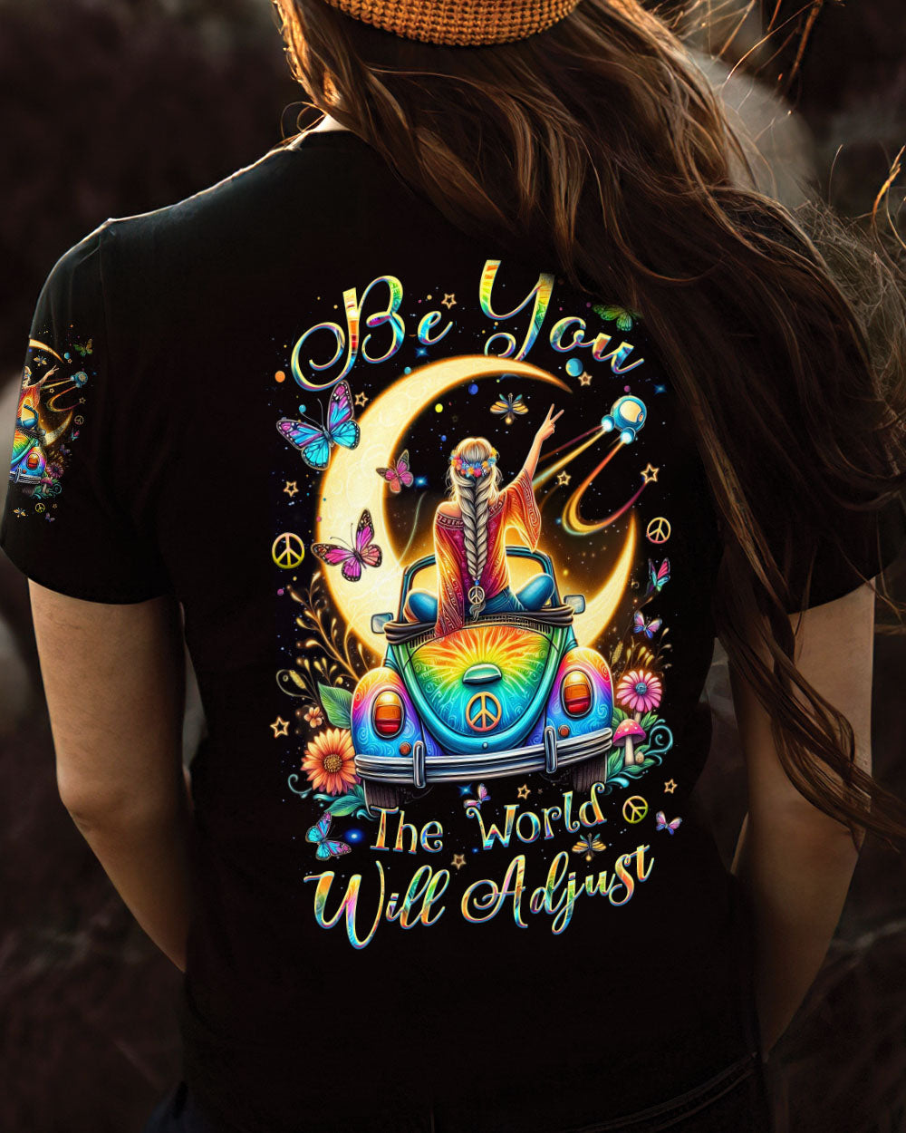 BE YOU THE WORLD WILL ADJUST HIPPIE GIRL ALL OVER PRINT - YHHN0904241