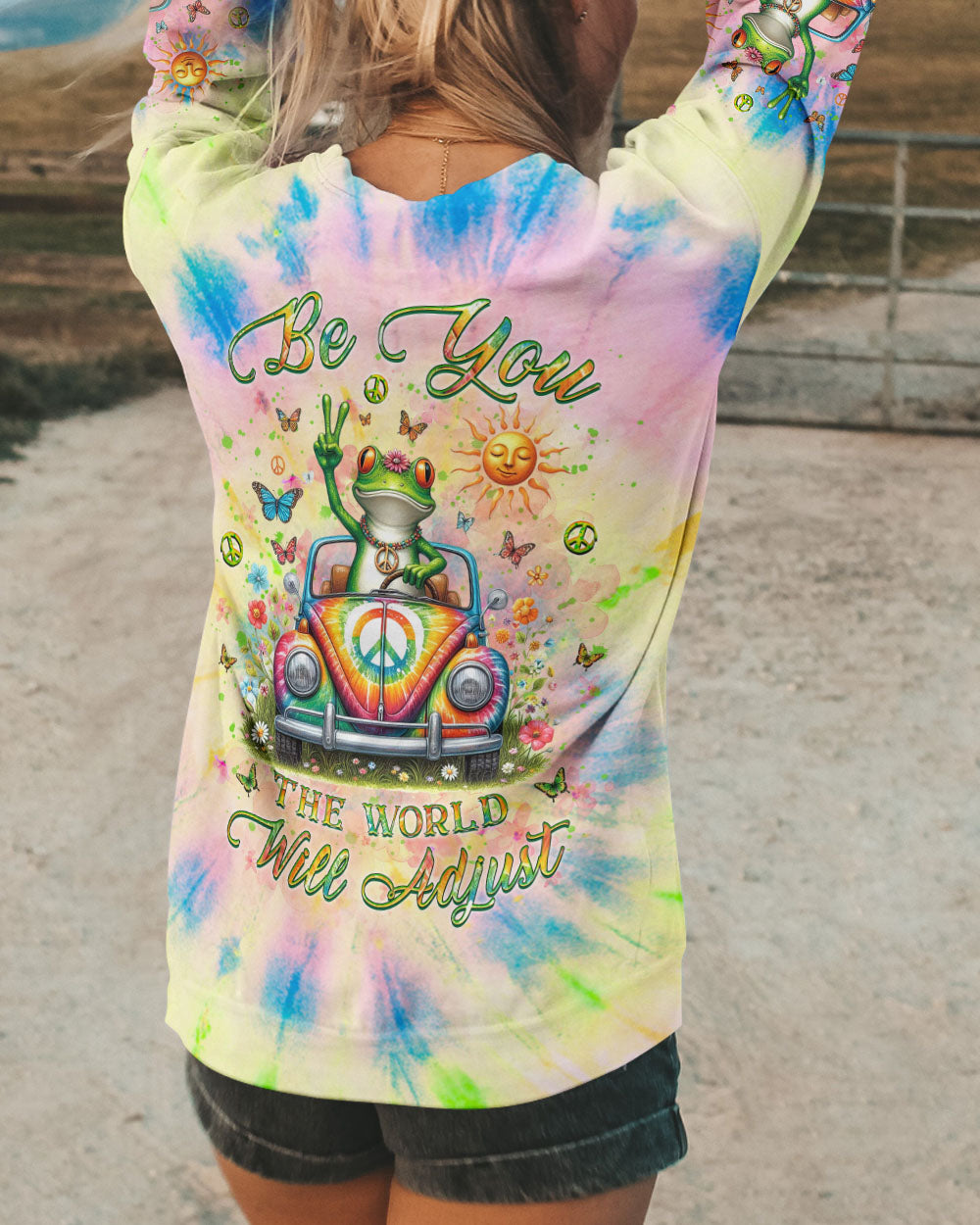 BE YOU THE WORLD WILL ADJUST FROG ALL OVER PRINT - YHKD1502242