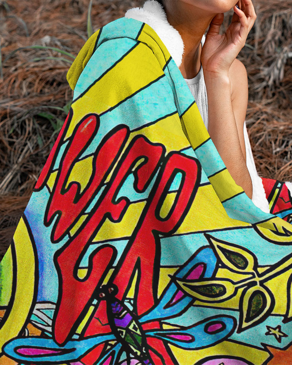 FLOWER POWER SHERPA BLANKET HOODIE - TLTR1108231