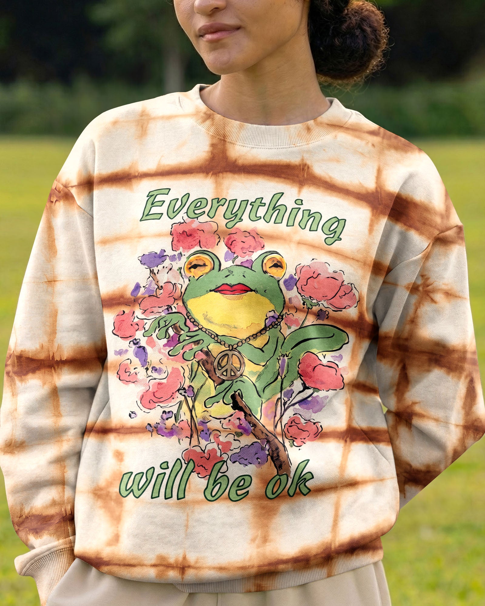 EVERYTHING WILL BE OK HIPPIE FROG ALL OVER PRINT - KM1206262