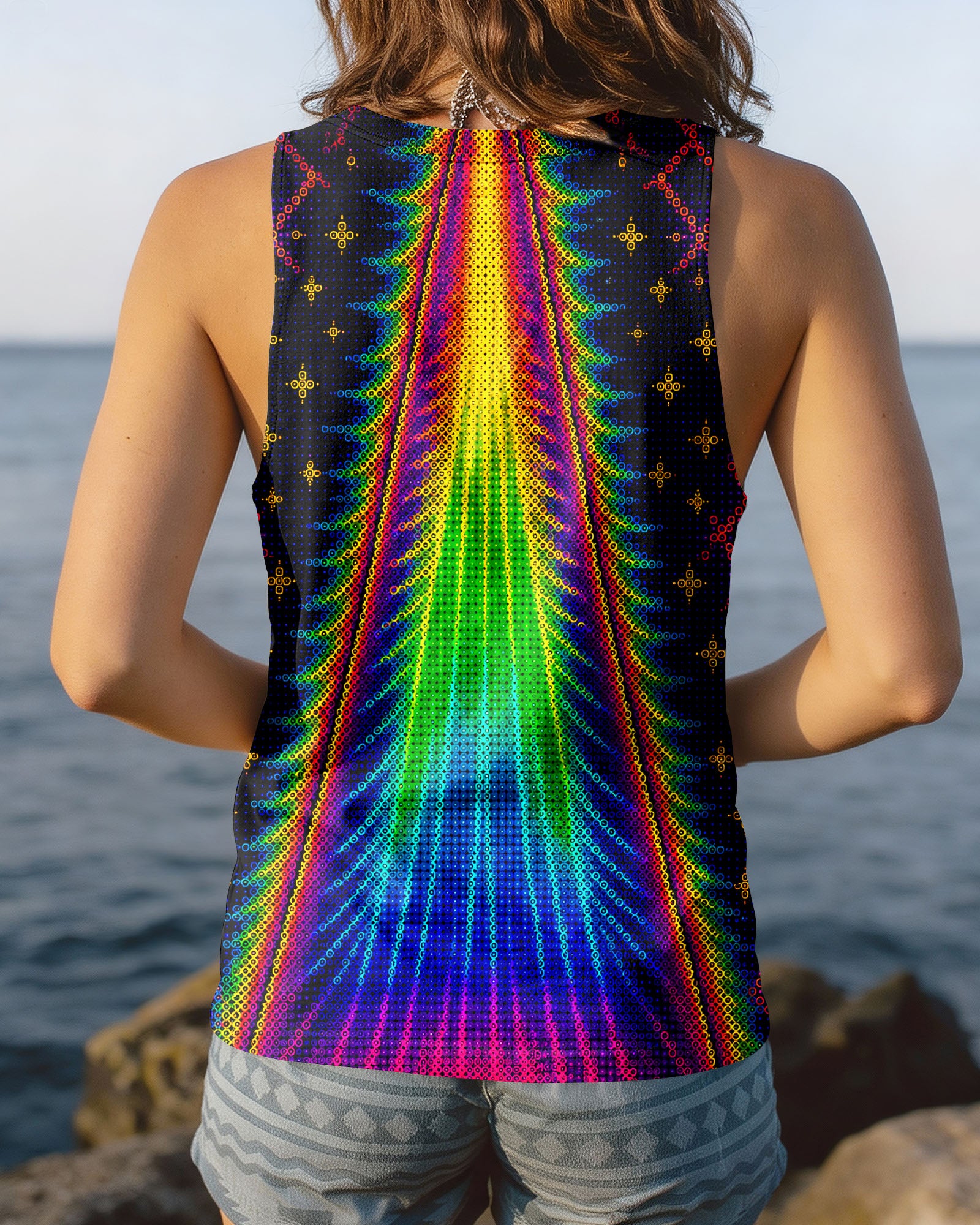 COSMIC CAT ABDUCTION PSYCHEDELIC RAINBOW BEAM ALL OVER PRINT - KMTM0805261