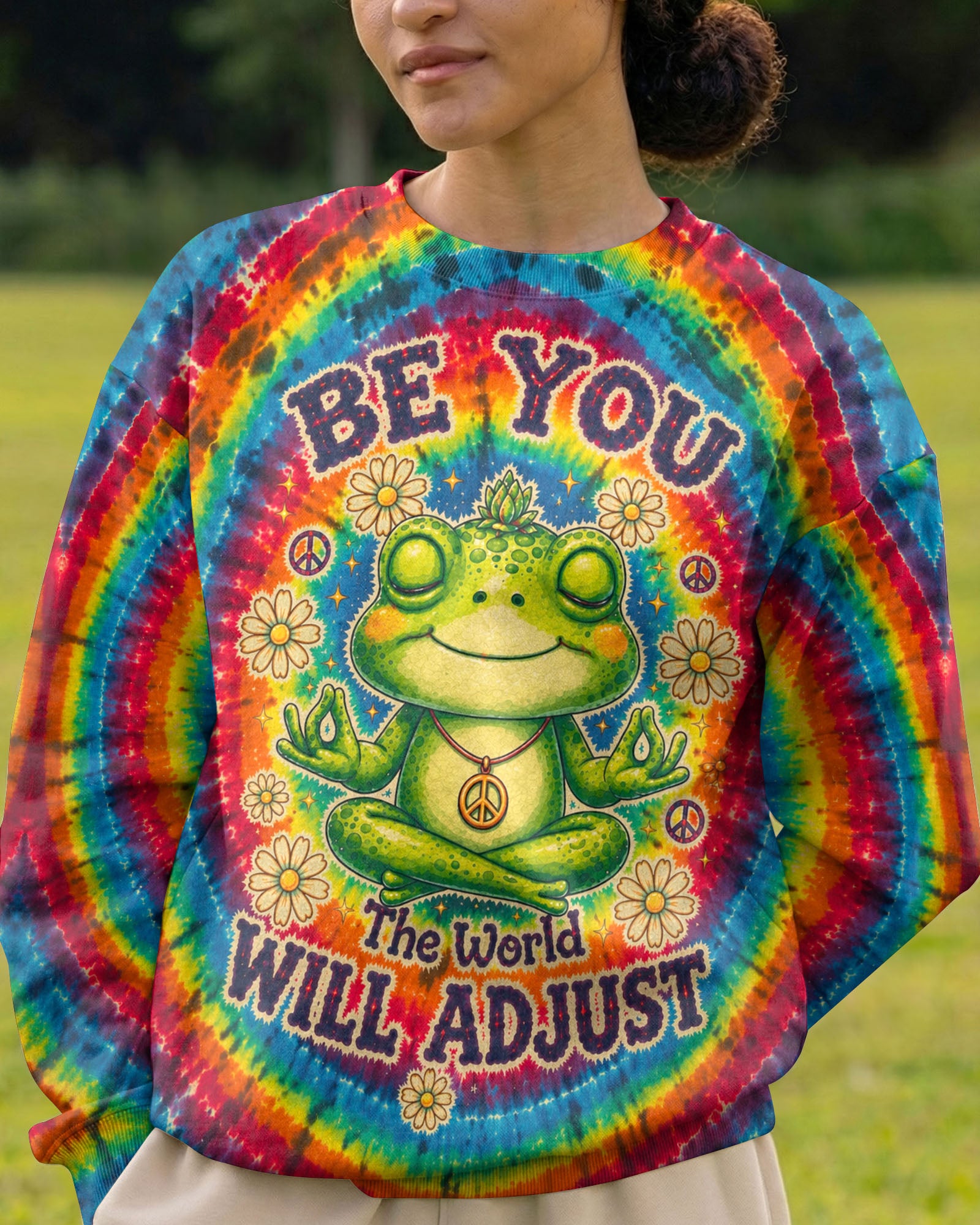 BE YOU FROG MEDITATION RAINBOW BURST ALL OVER PRINT - KMTM1407261