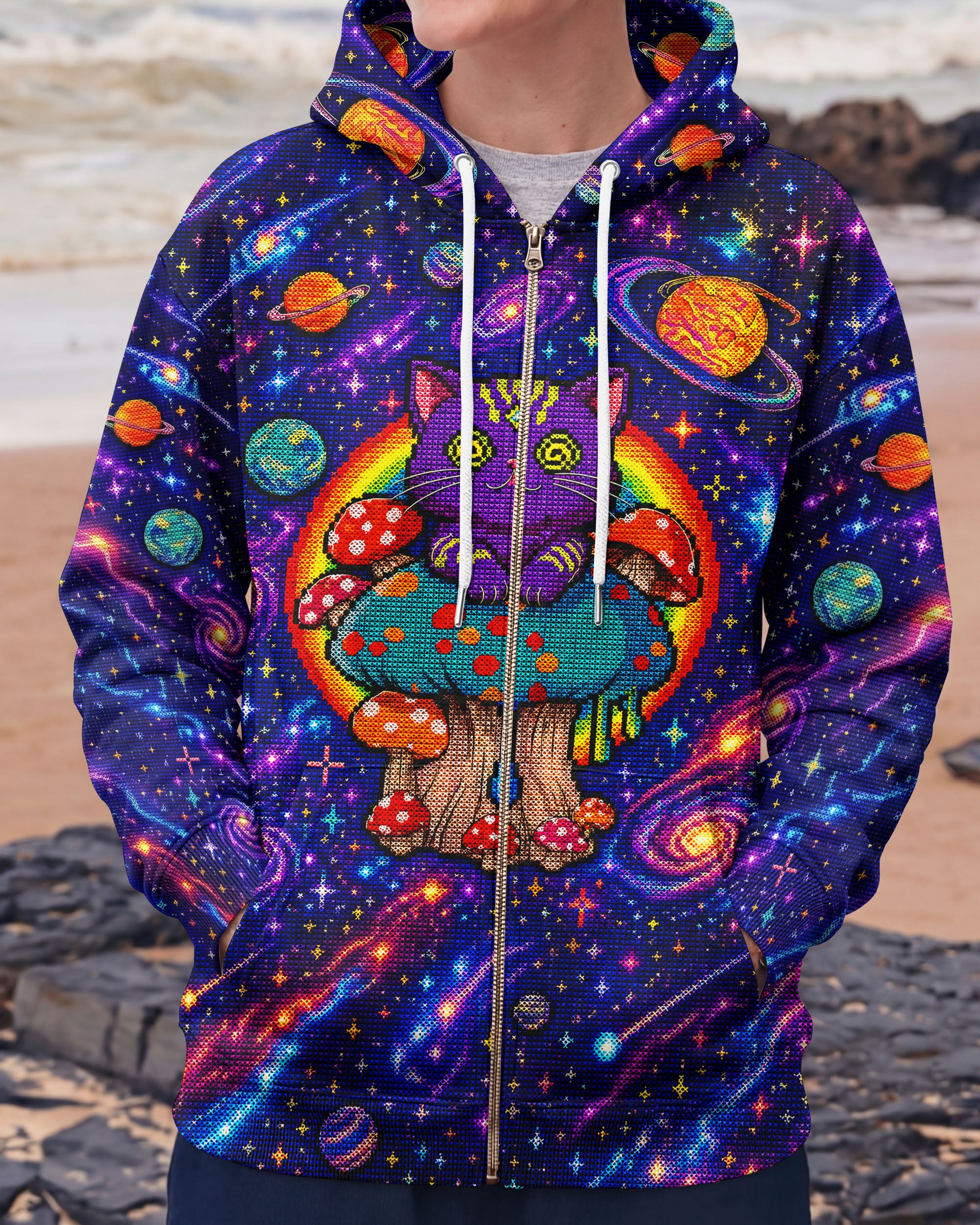 GALAXY MUSHROOM CAT PSYCHEDELIC ALL OVER PRINT - KMTM1905261