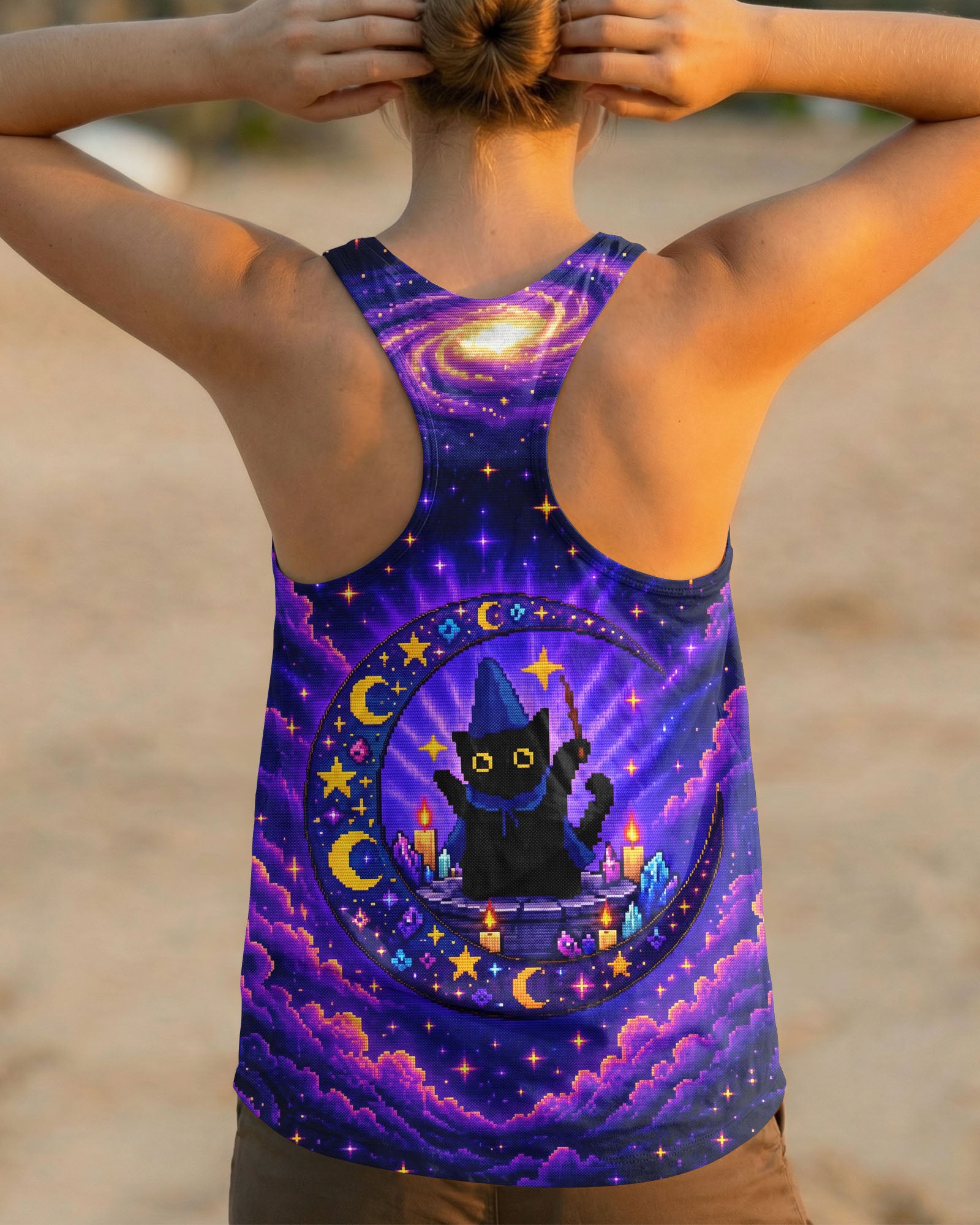 A WEE BIT WICKED BLACK CAT WITCH MOON ALL OVER PRINT - KMTM2207261