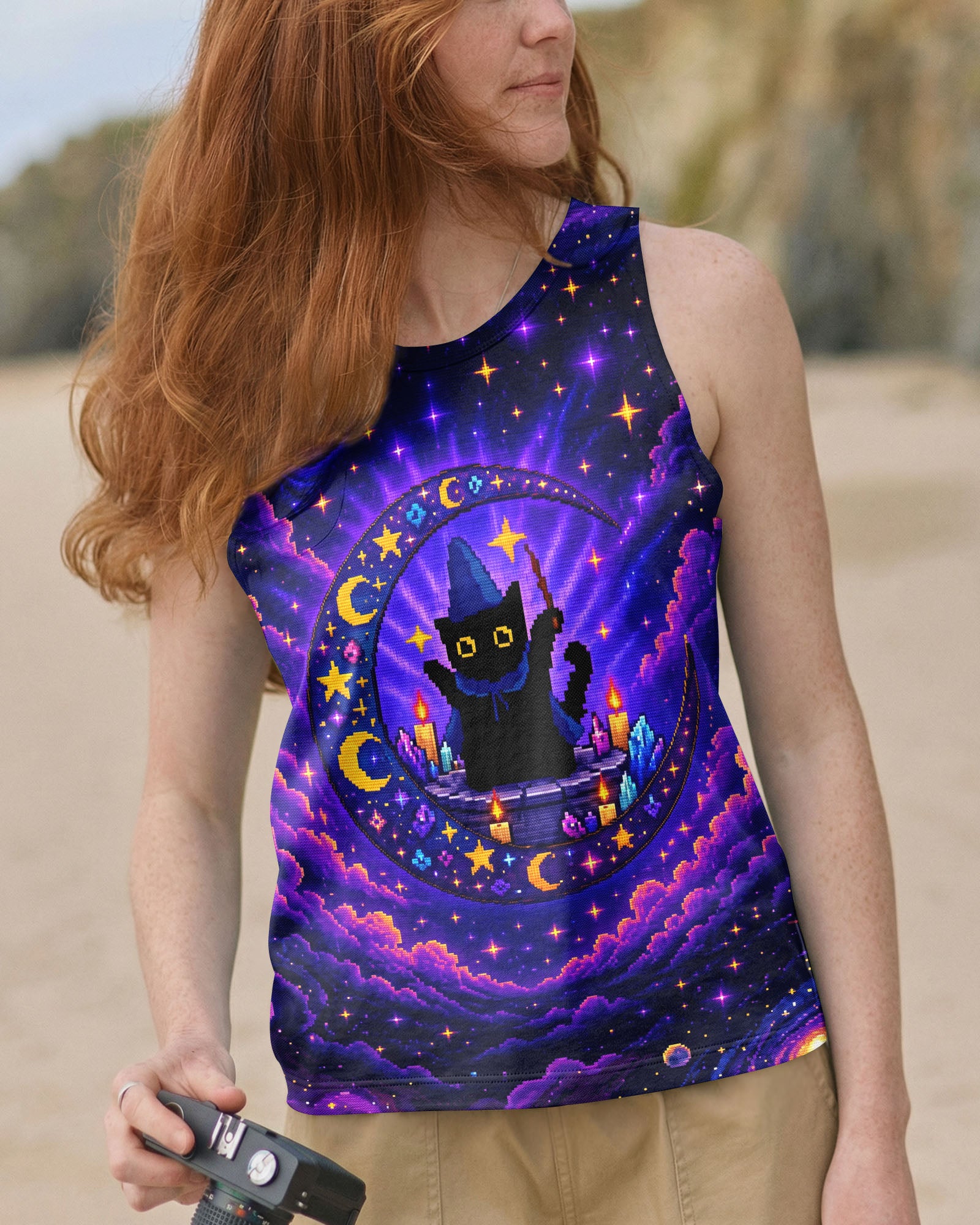 A WEE BIT WICKED BLACK CAT WITCH MOON ALL OVER PRINT - KMTM2207261