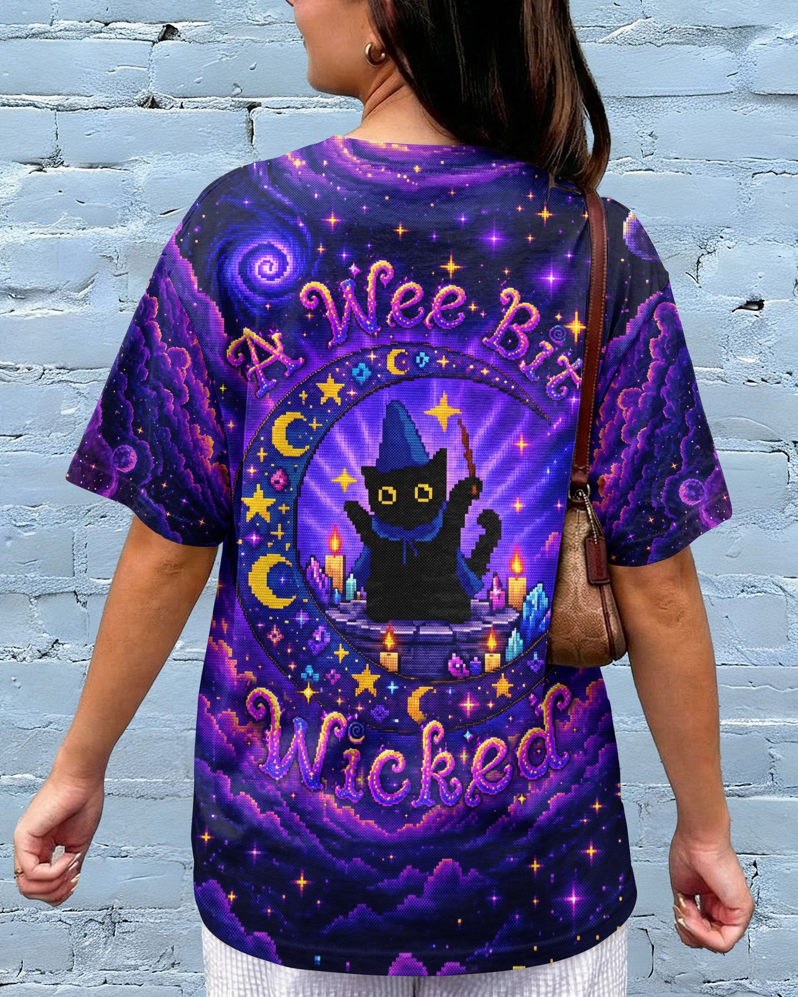 A WEE BIT WICKED BLACK CAT WITCH MOON ALL OVER PRINT - KMTM2207261