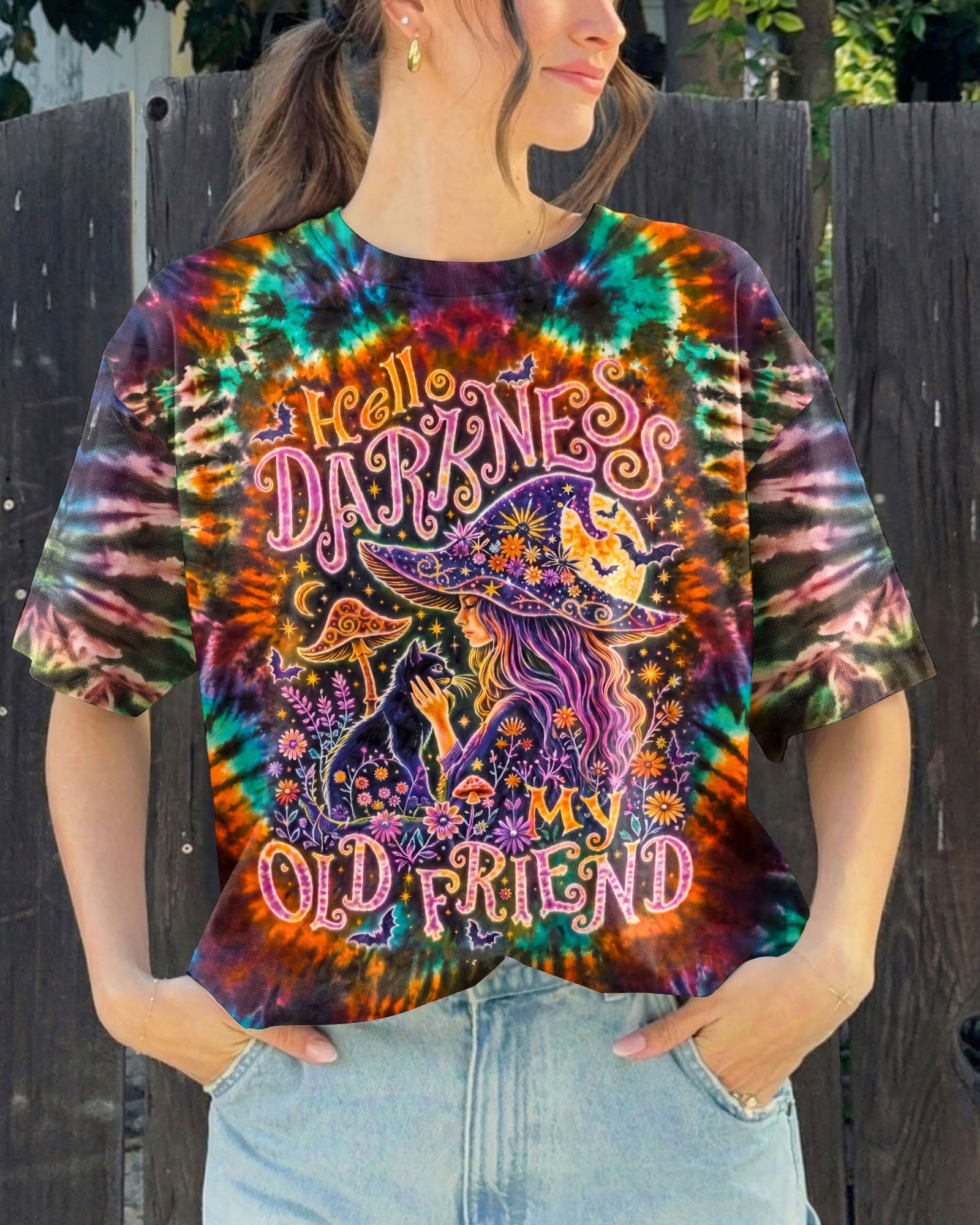 HELLO DARKNESS BLACK CAT MOONLIGHT ALL OVER PRINT – RI0508262