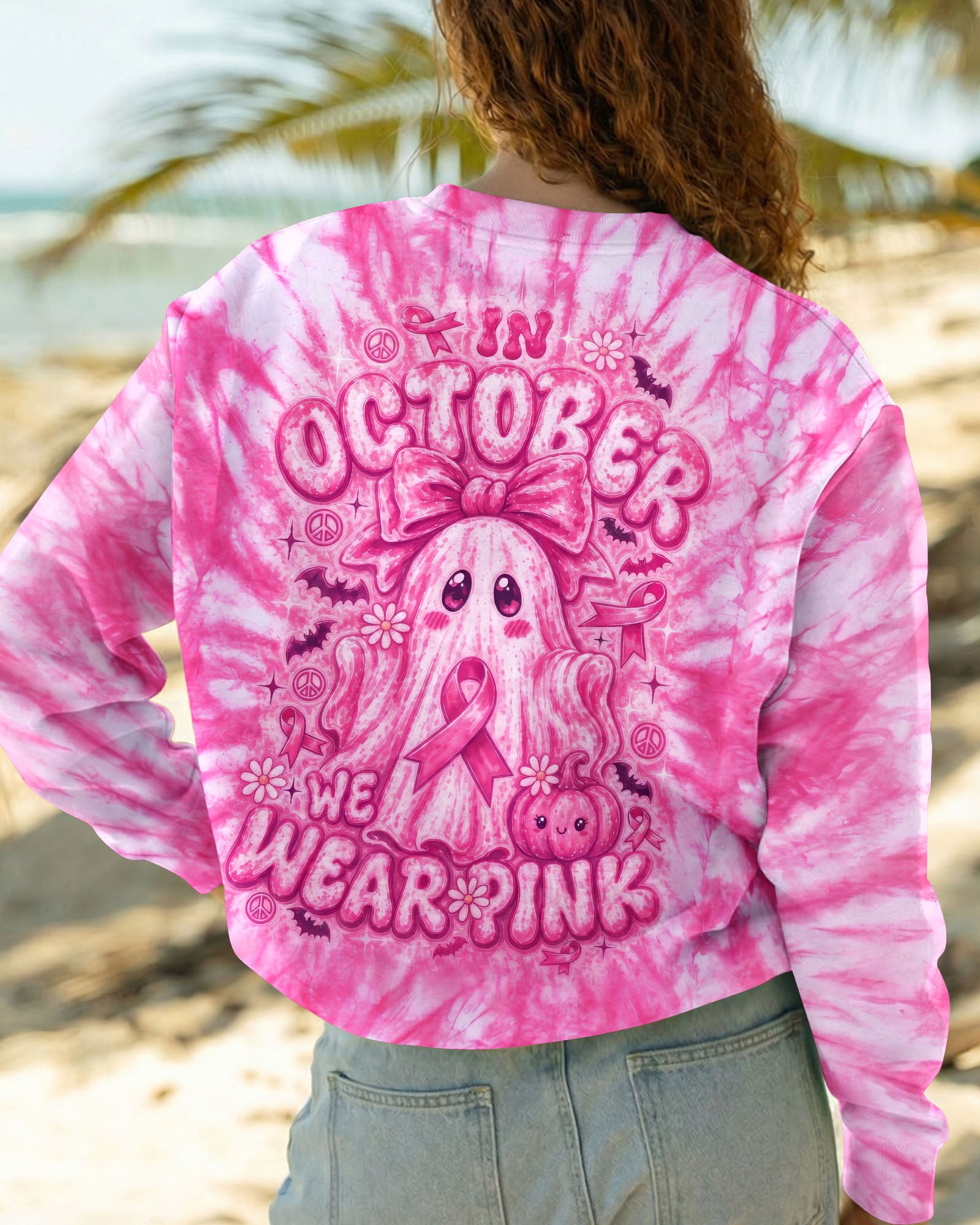 IN OCTOBER WE WEAR PINK GHOST ALL OVER PRINT - RI1507261
