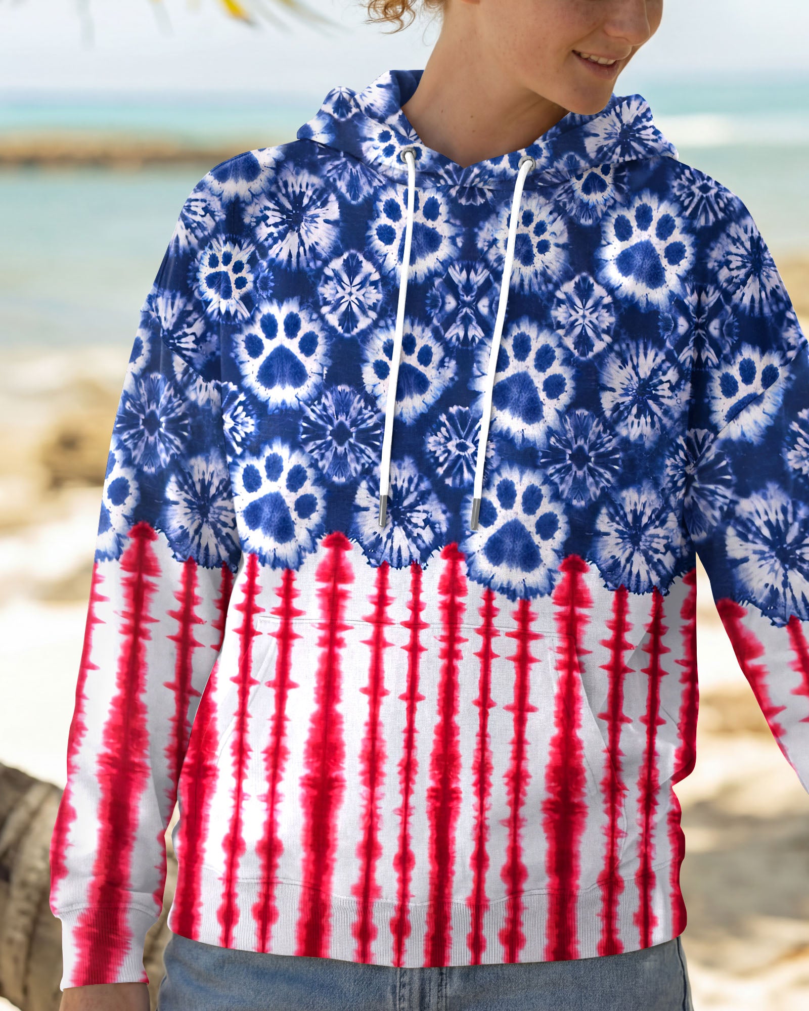 STARS AND STRIPES PATTERN PAW ALL OVER PRINT SHIRT - KM3103262