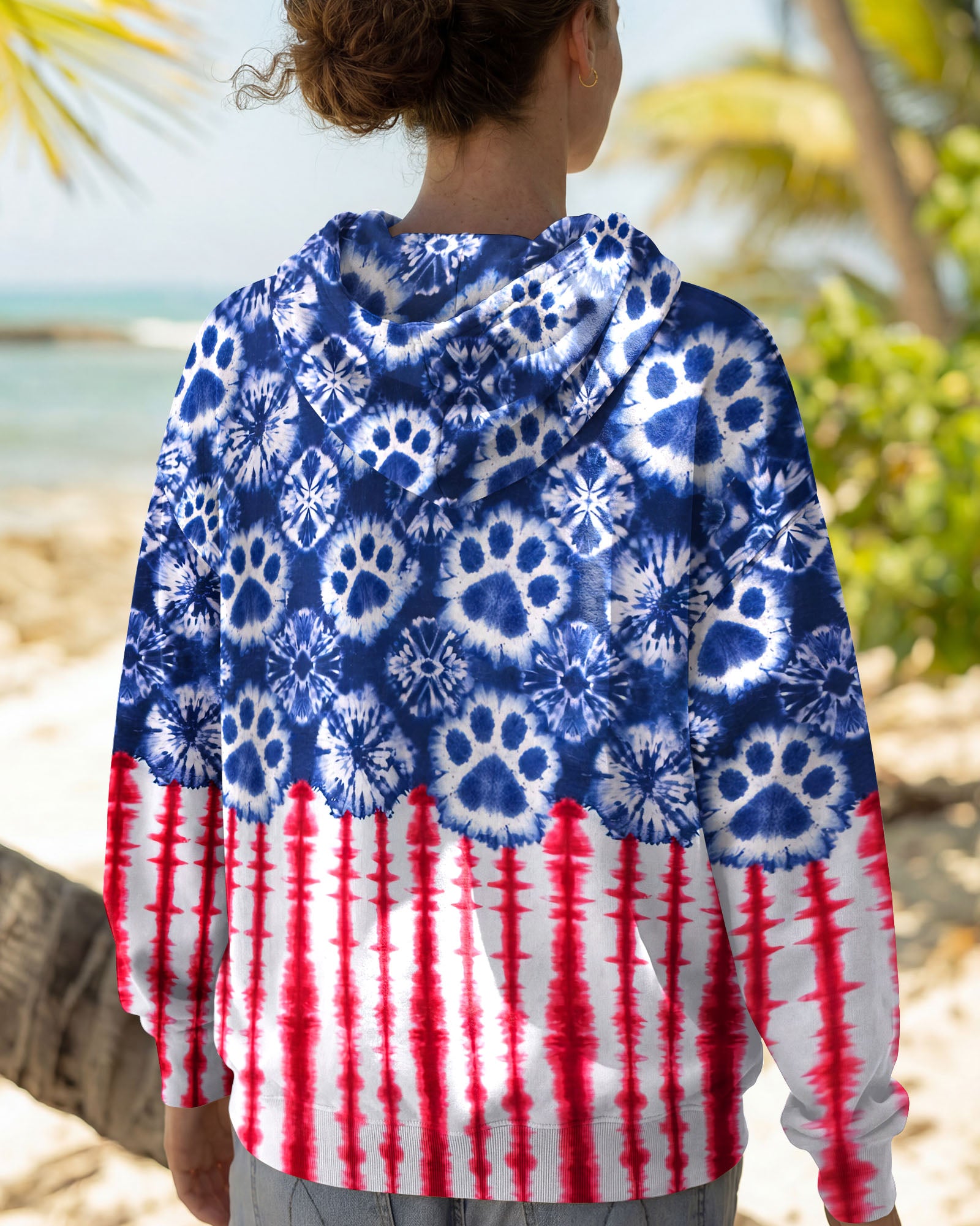 STARS AND STRIPES PATTERN PAW ALL OVER PRINT SHIRT - KM3103262