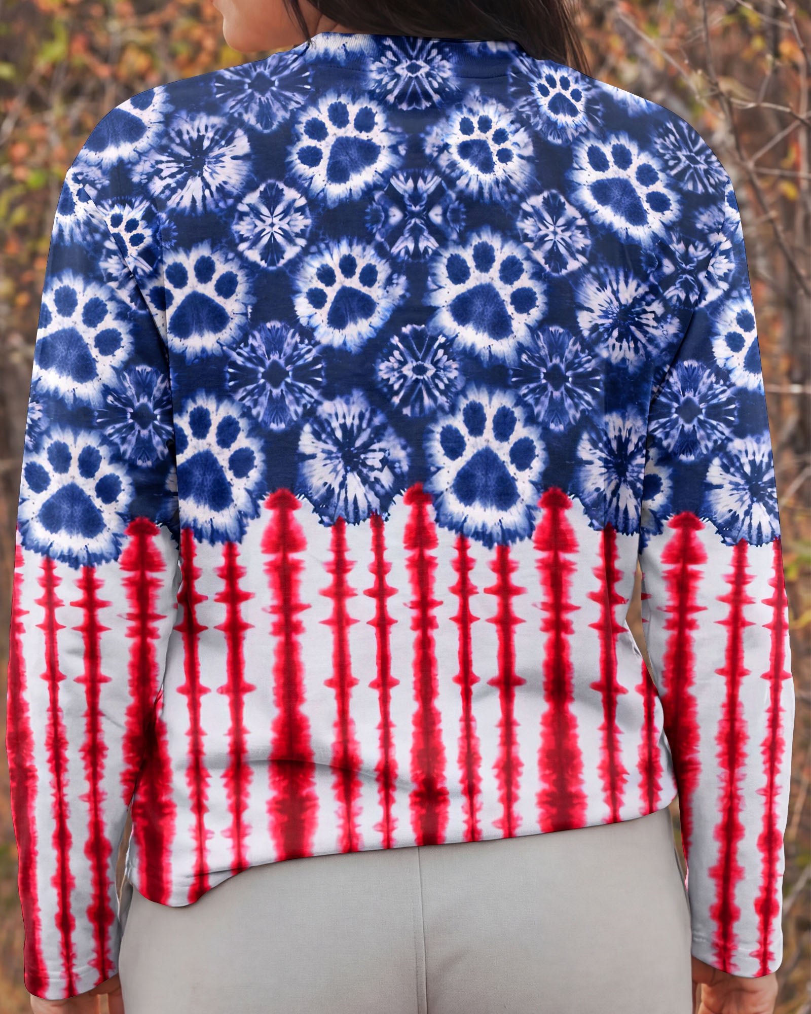STARS AND STRIPES PATTERN PAW ALL OVER PRINT SHIRT - KM3103262