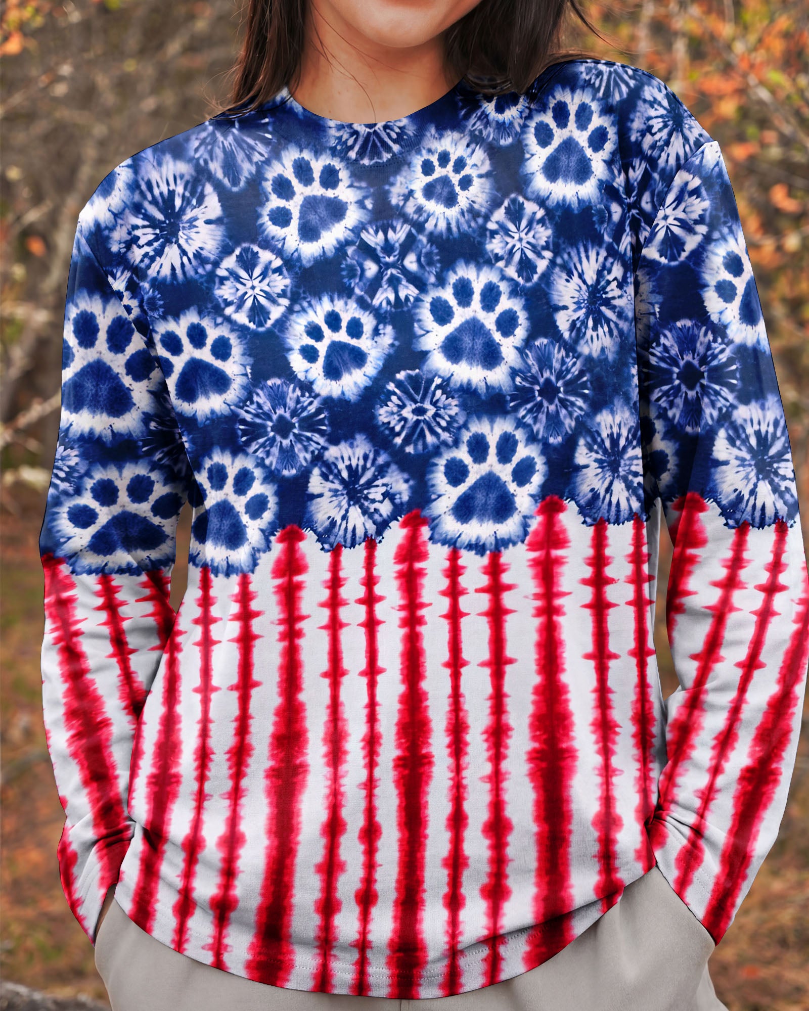 STARS AND STRIPES PATTERN PAW ALL OVER PRINT SHIRT - KM3103262