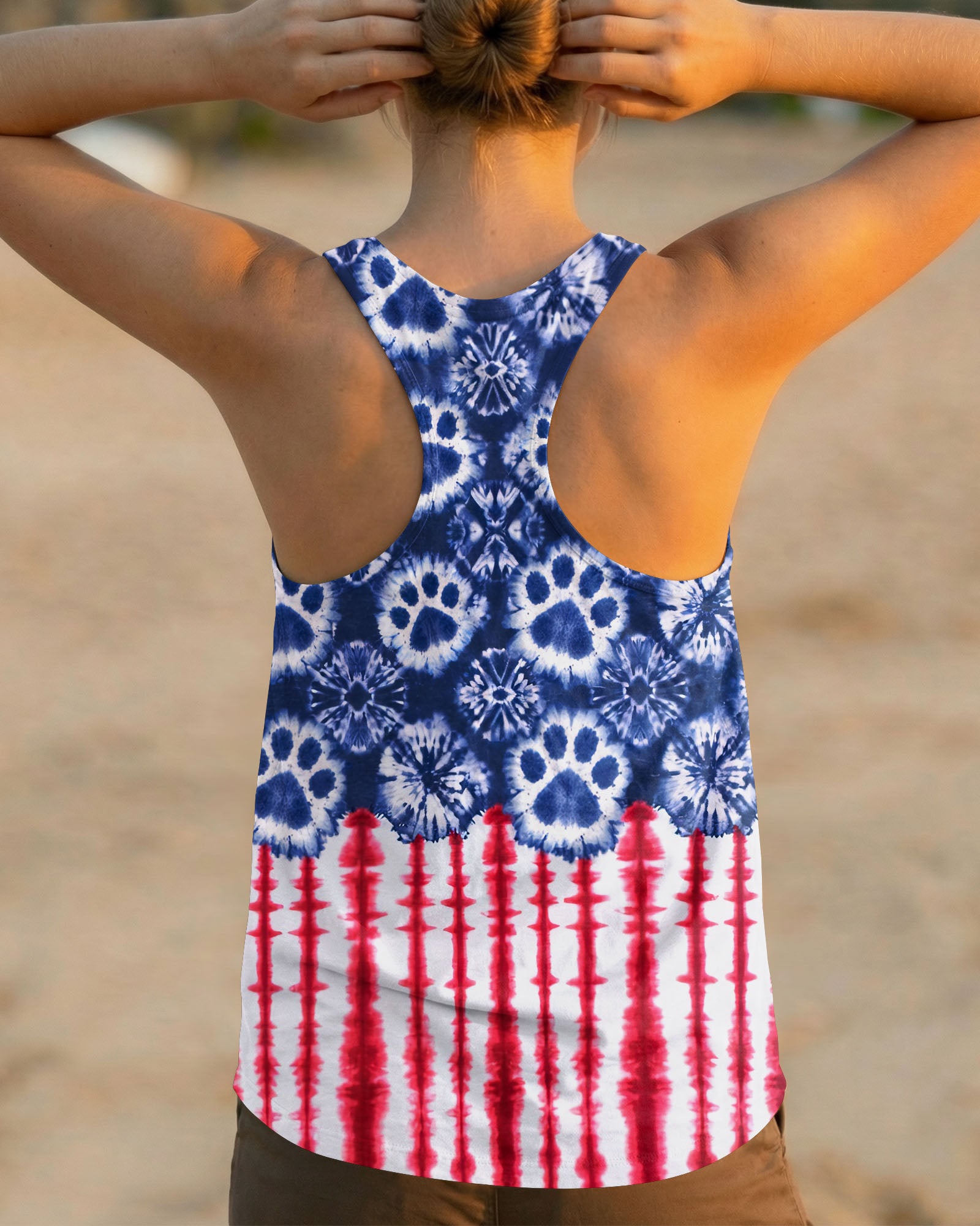 STARS AND STRIPES PATTERN PAW ALL OVER PRINT SHIRT - KM3103262
