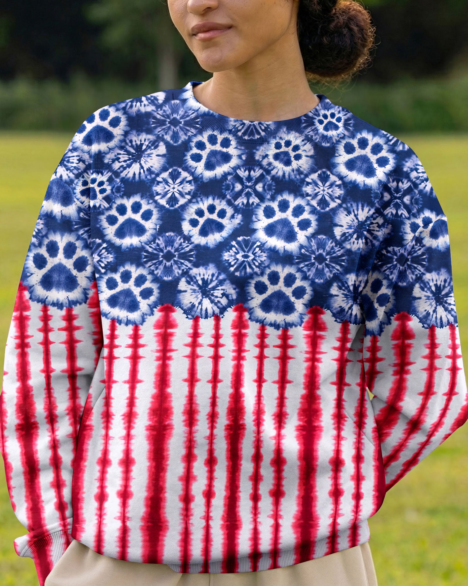 STARS AND STRIPES PATTERN PAW ALL OVER PRINT SHIRT - KM3103262