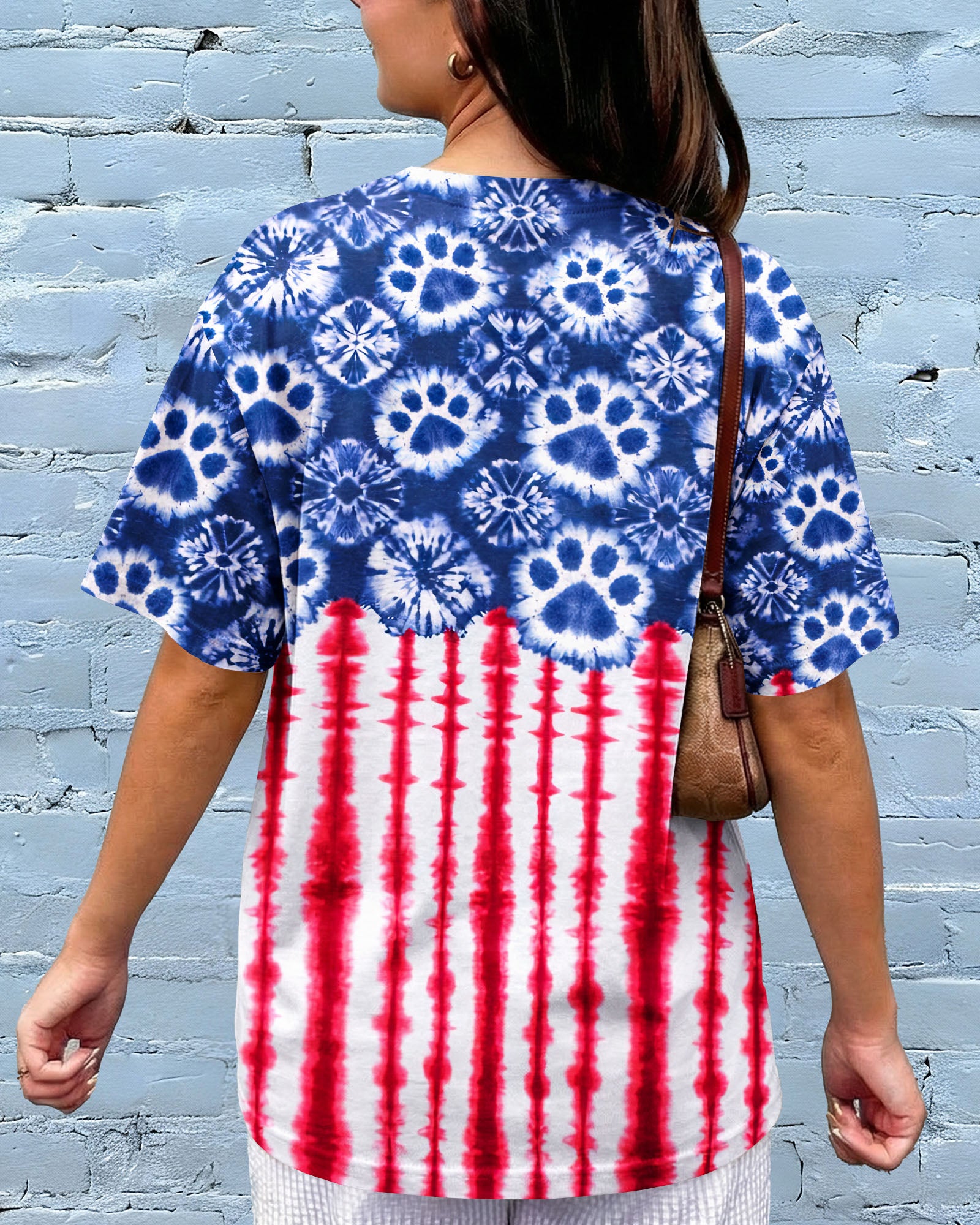 STARS AND STRIPES PATTERN PAW ALL OVER PRINT SHIRT - KM3103262