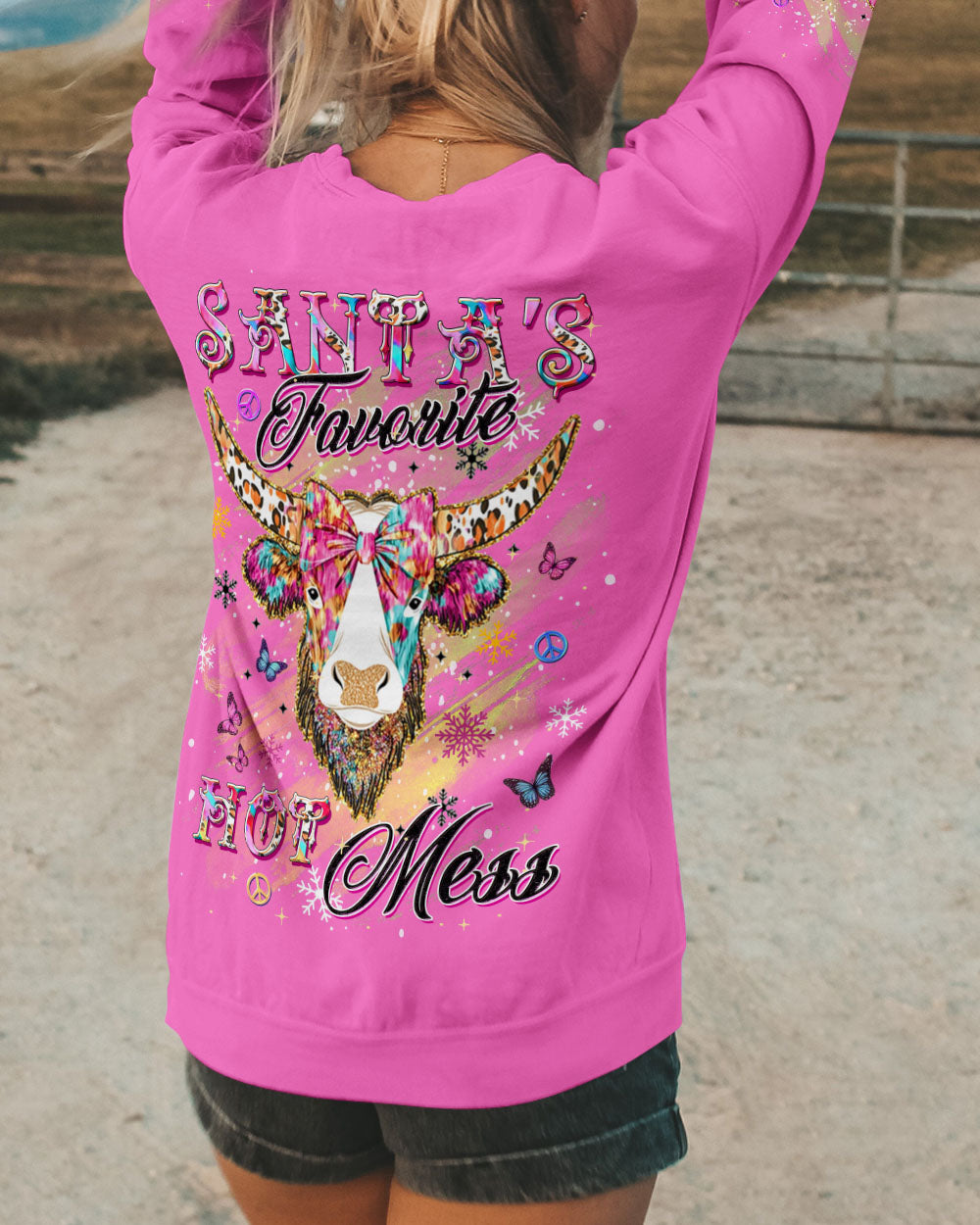 SANTA'S FAVORITE HOT MESS COW CHRISTMAS ALL OVER PRINT  - TLDU1111244